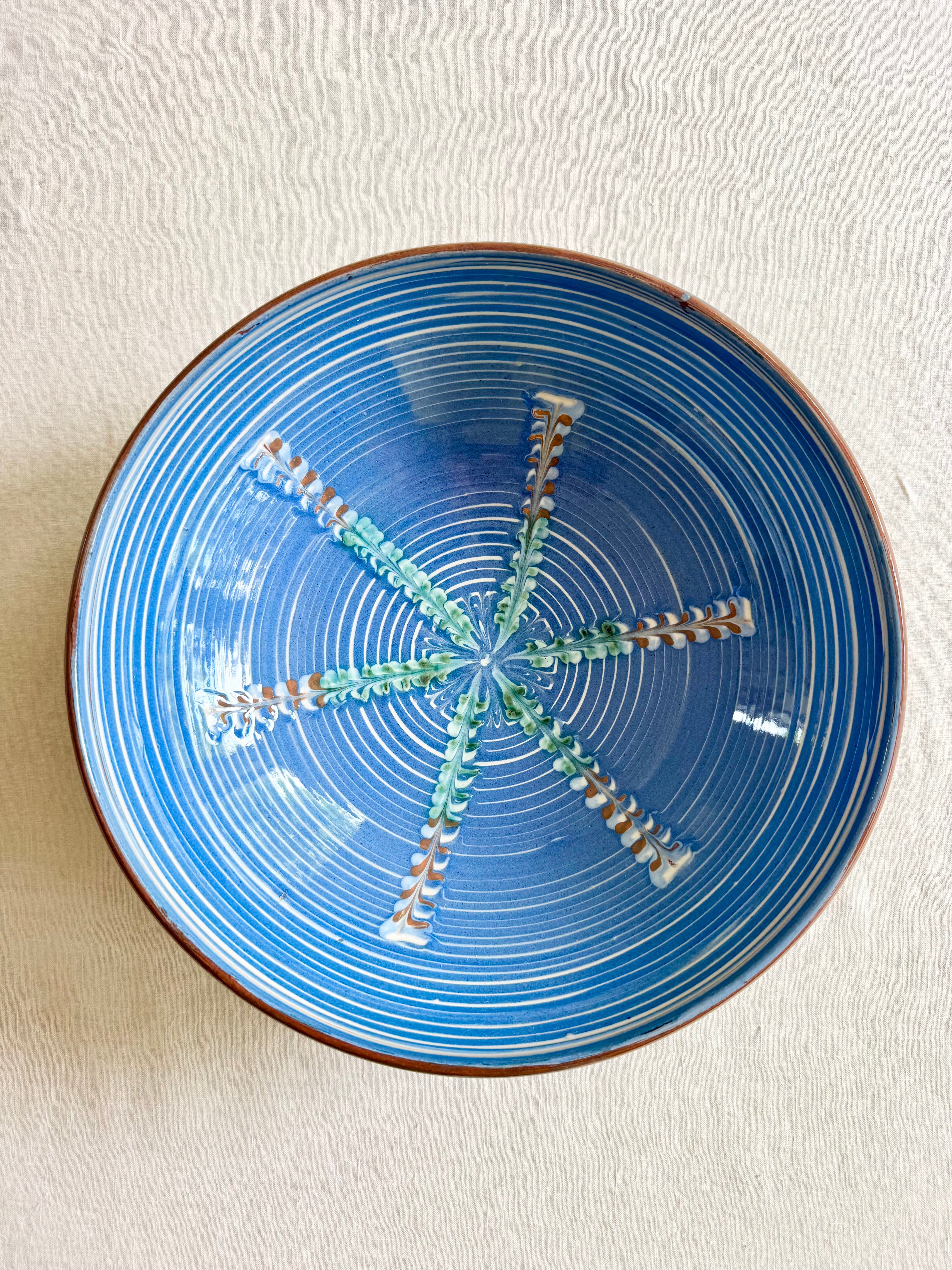 Cornflower Peacock Pasta Bowl - 11"