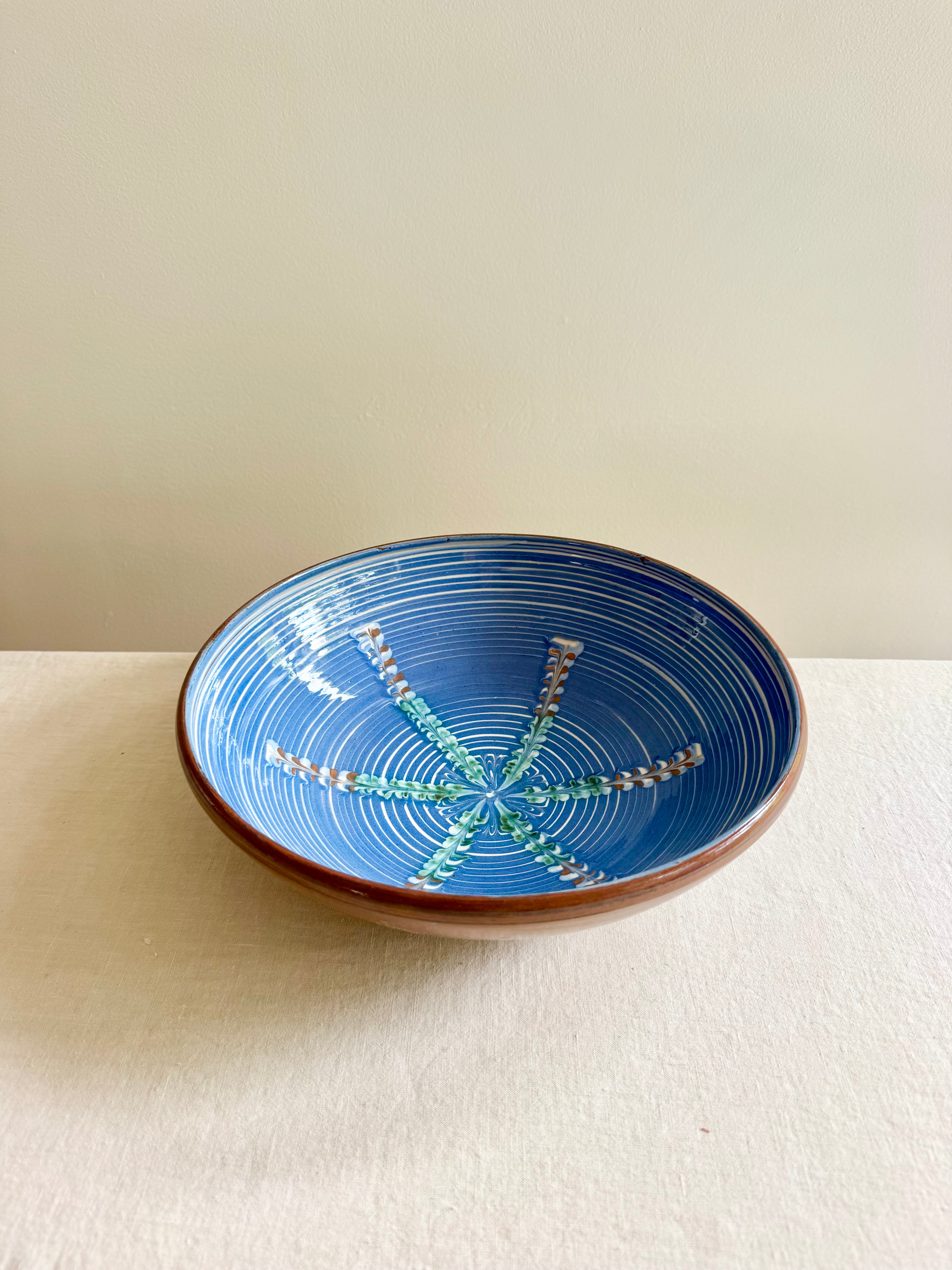 Cornflower Peacock Pasta Bowl - 11"
