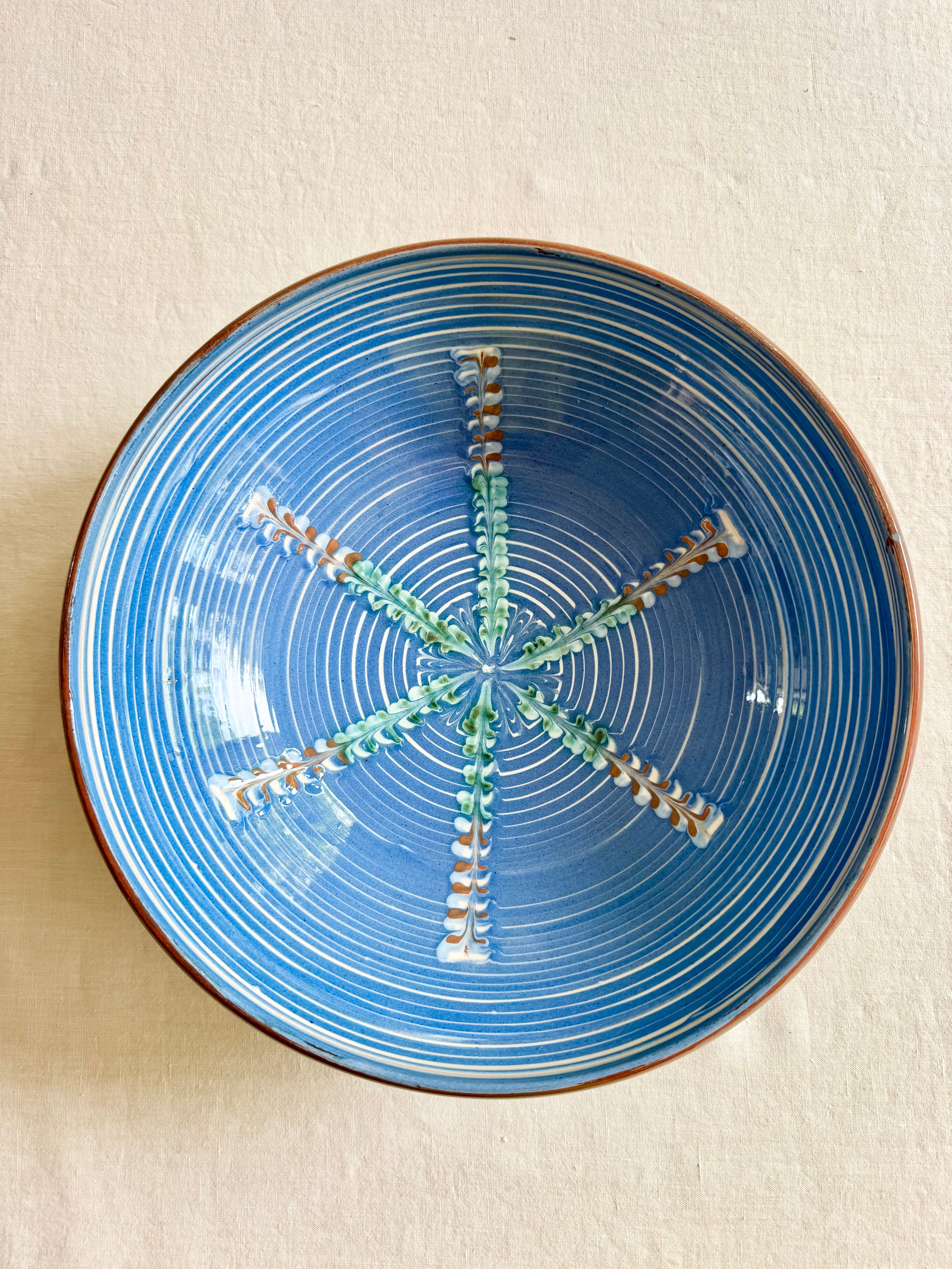 Cornflower Peacock Pasta Bowl - 11"