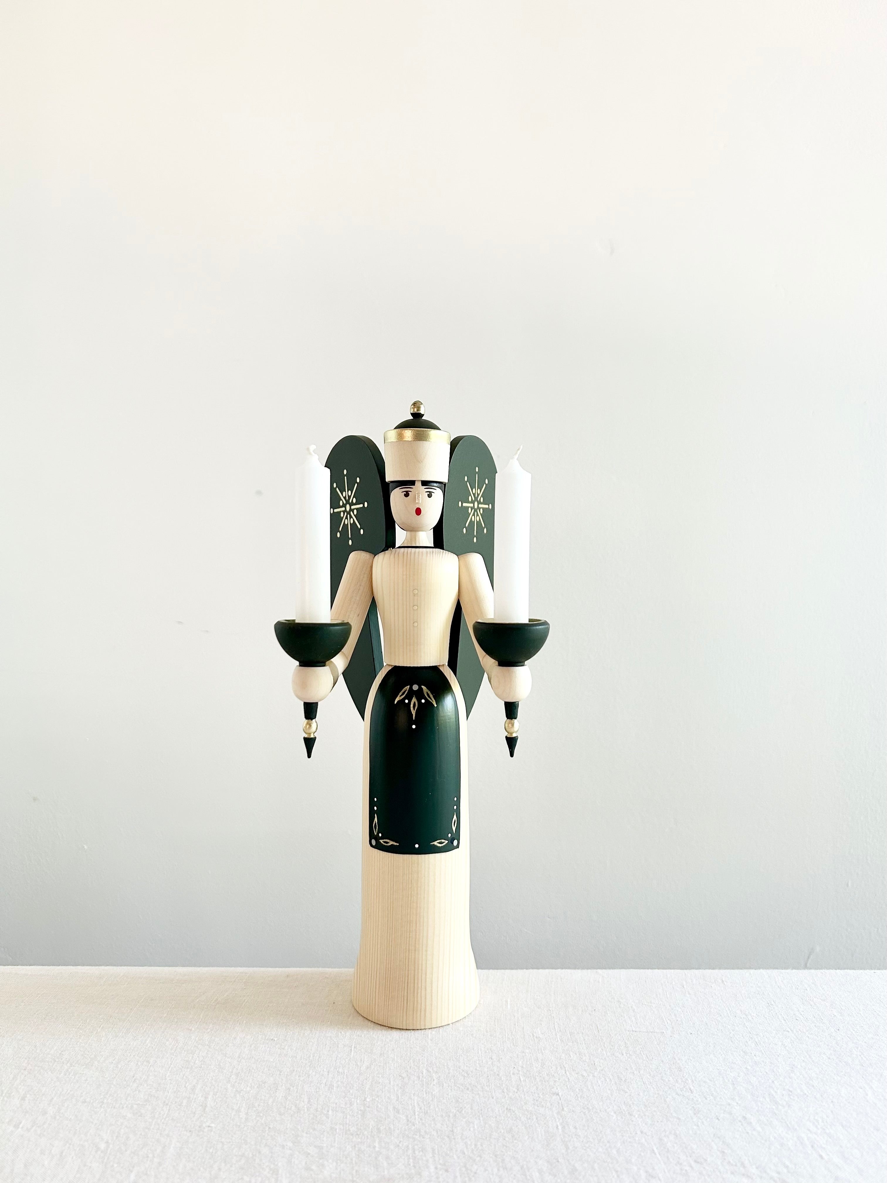 Angel Candleholder - Forest Green