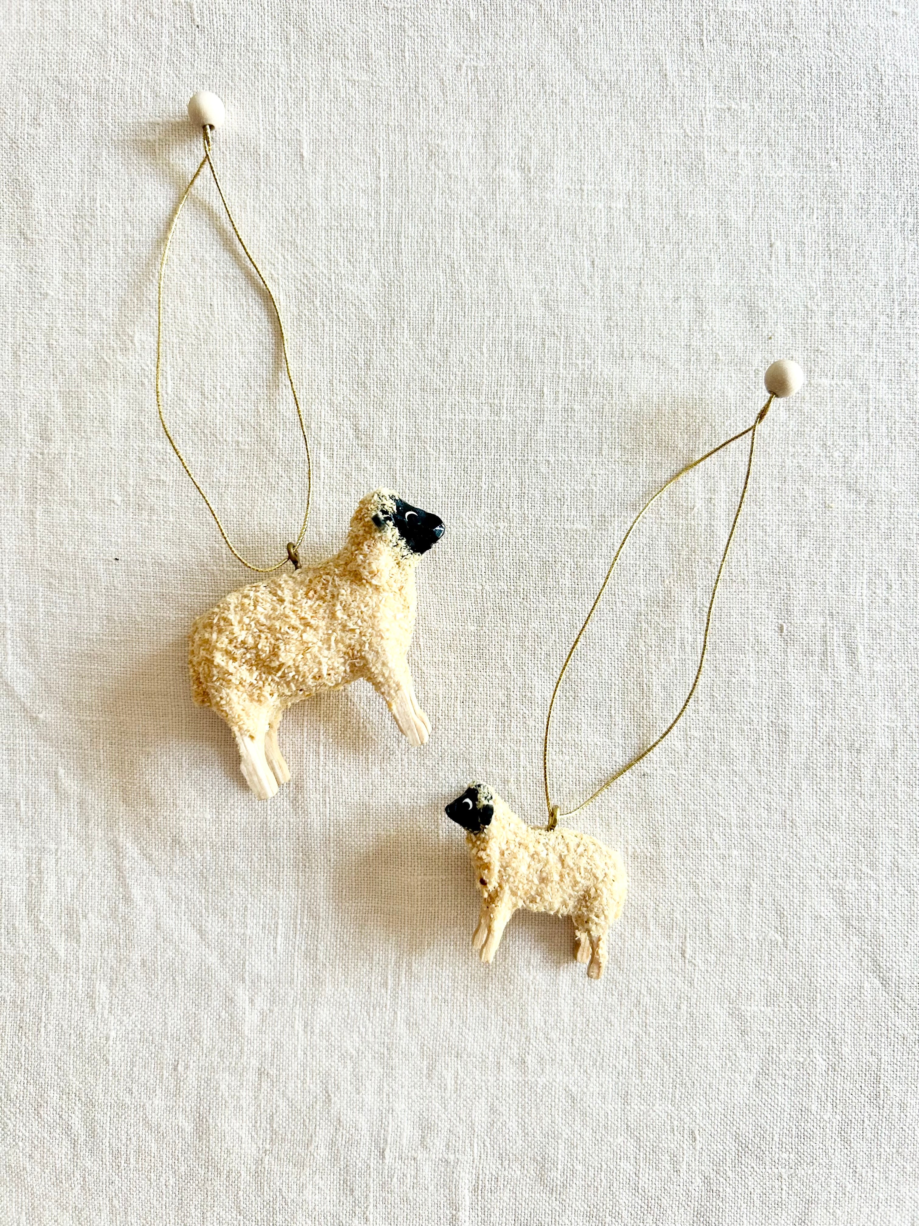 Sheep Mamma & Baby Ornaments S/2
