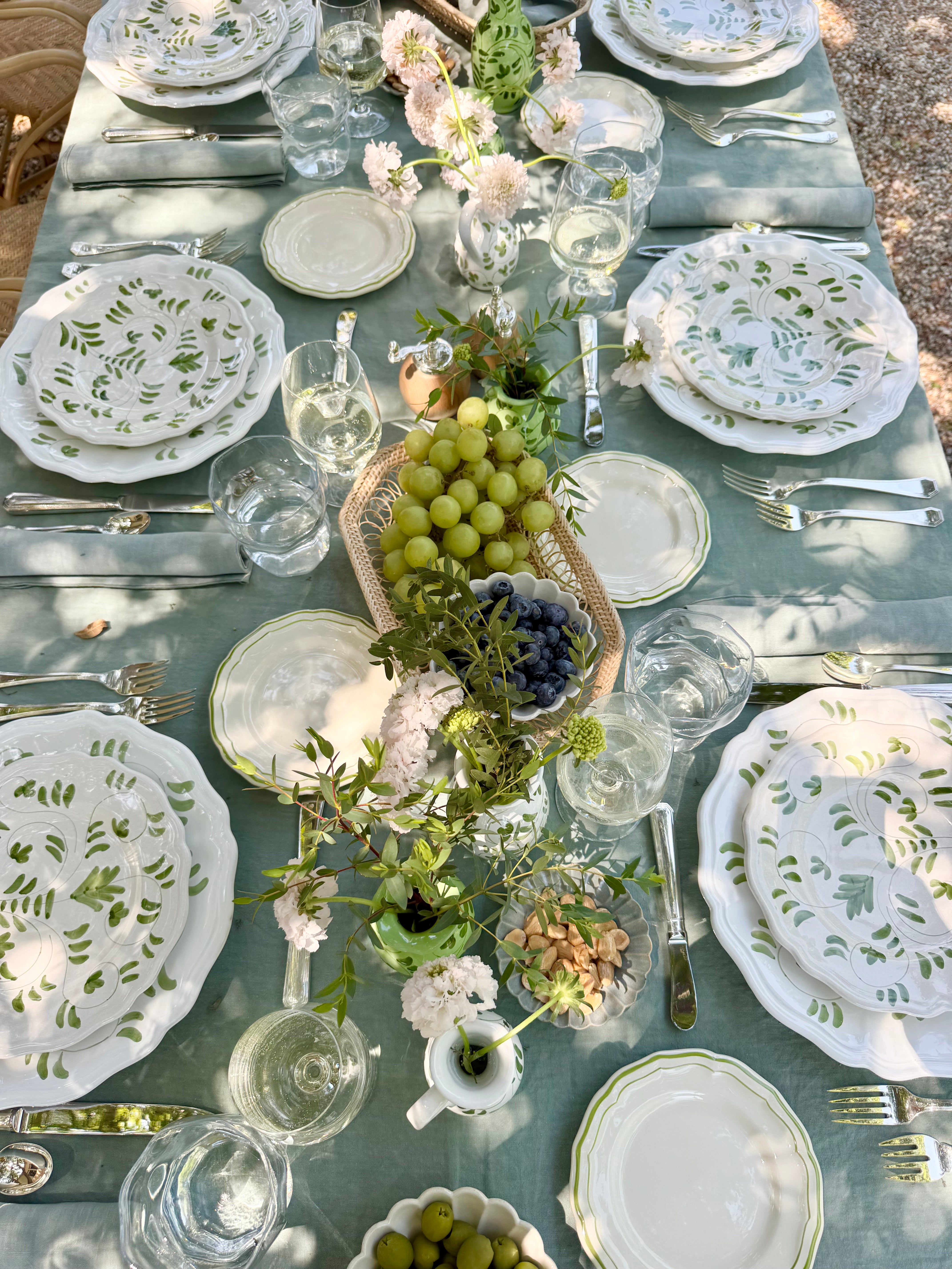 Fresco Dinnerware - White & Emerald