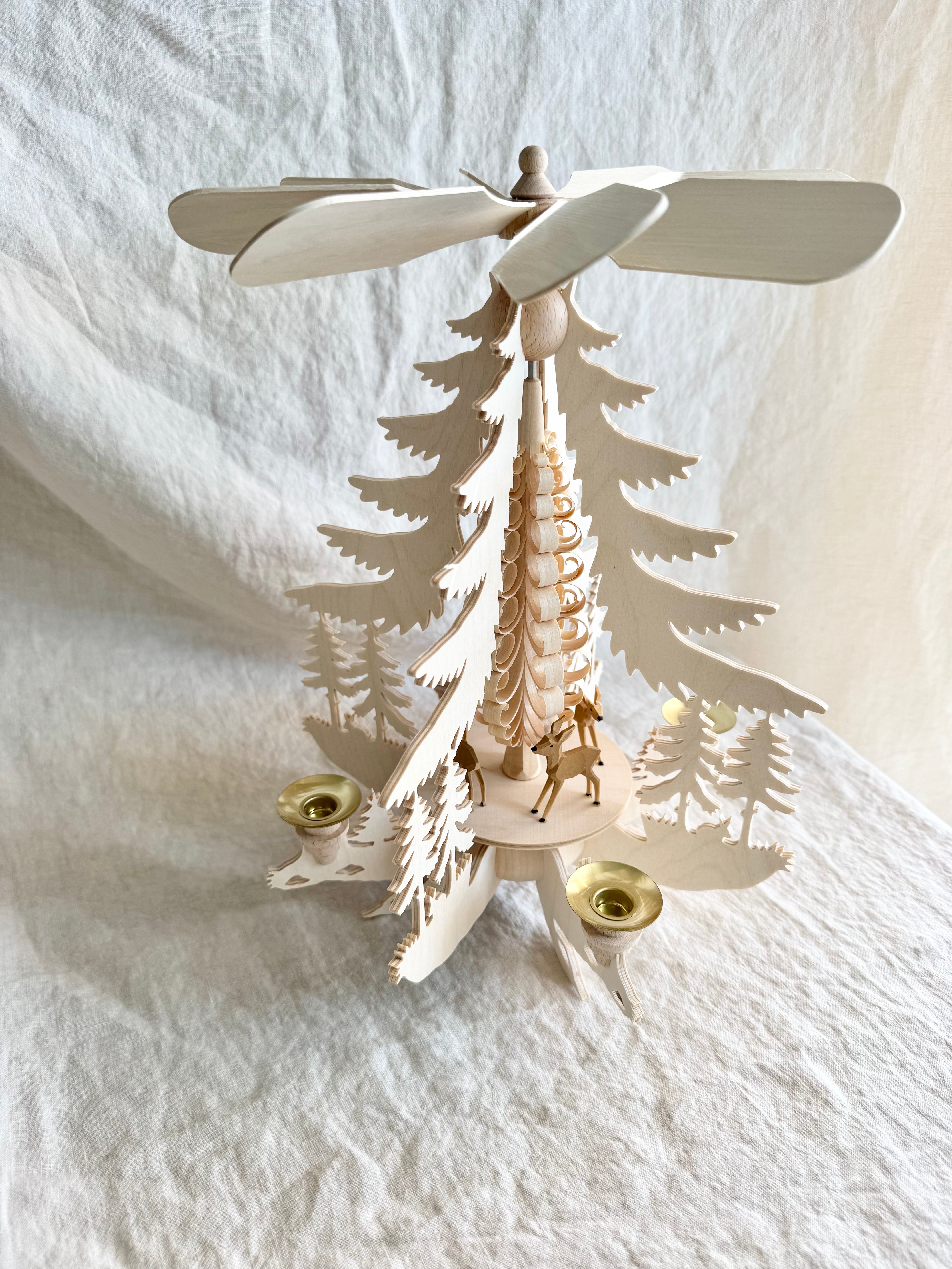 Spinning Woodland Candle Pyramid - Natural