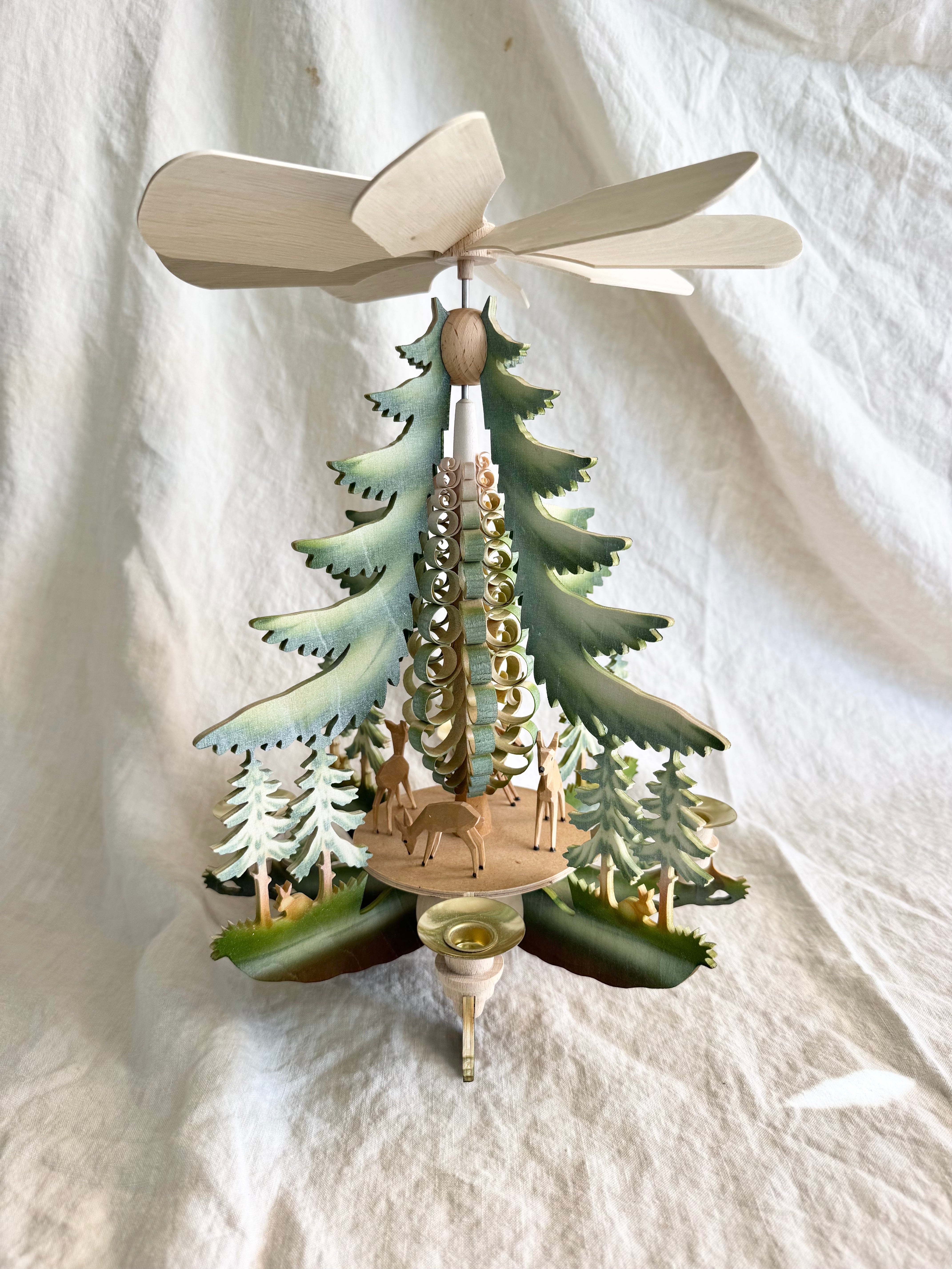 Spinning Woodland Candle Pyramid - Painted