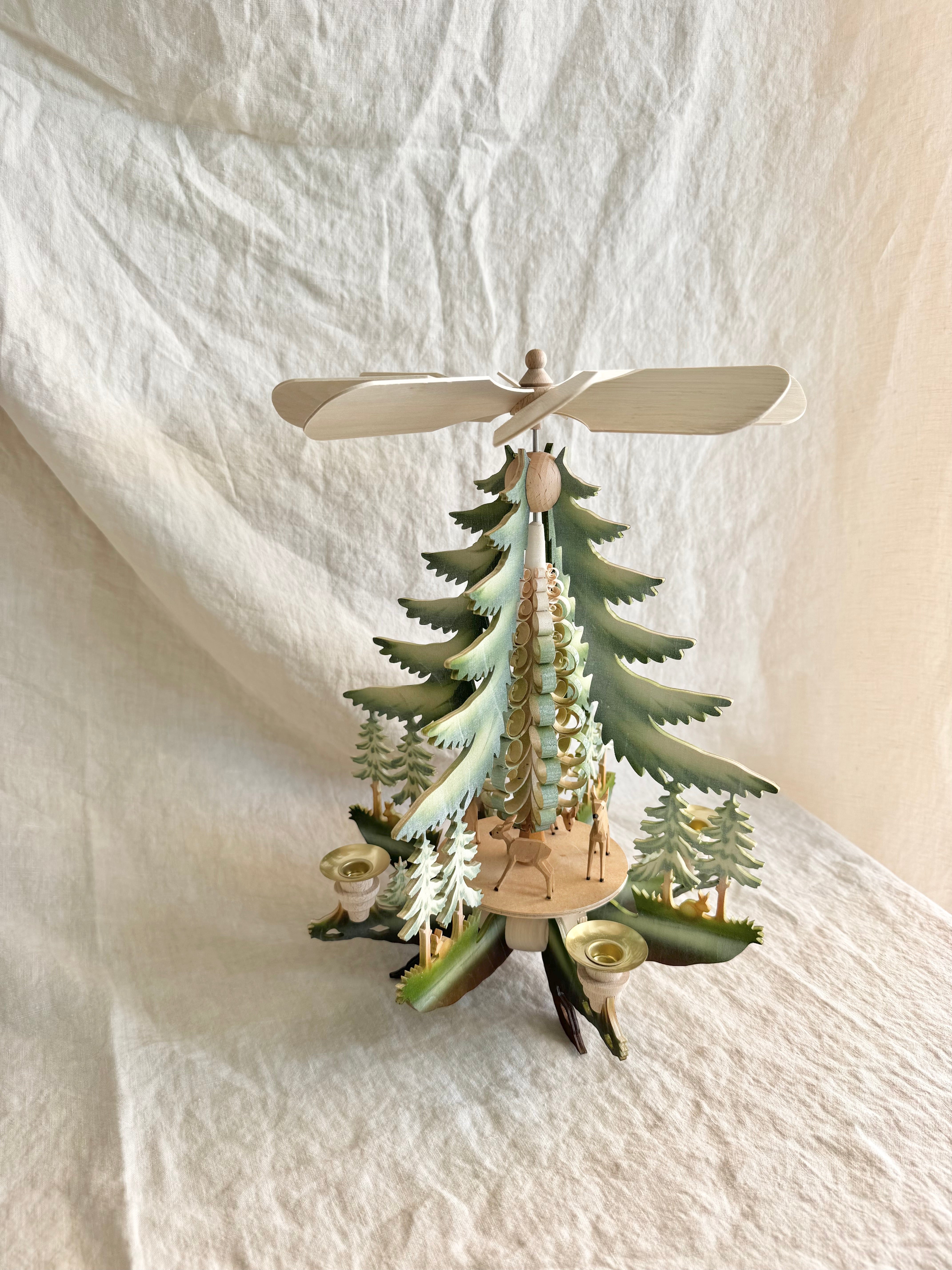 Spinning Woodland Candle Pyramid - Painted