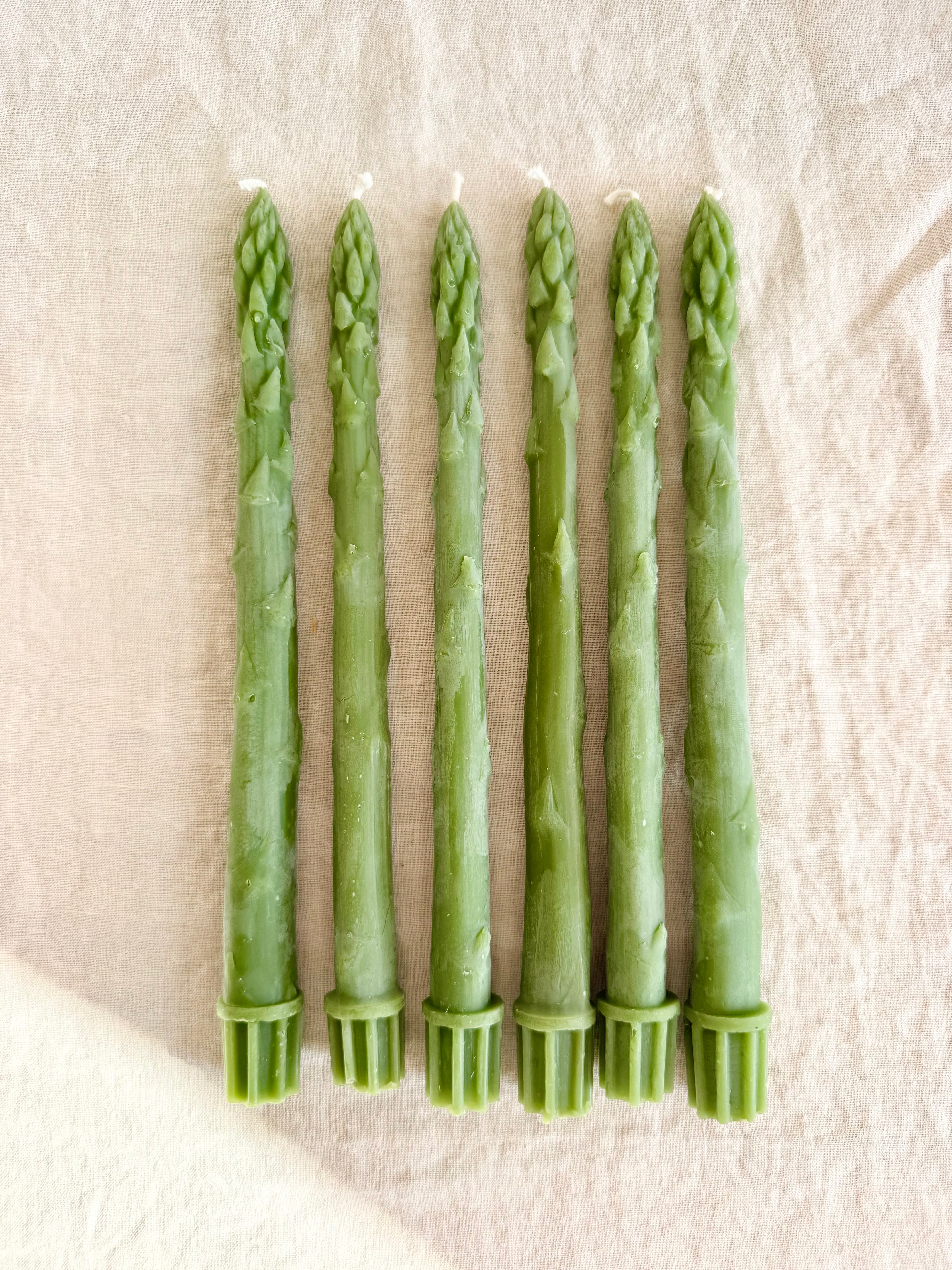 Asparagus Beeswax Taper Candles- S/2
