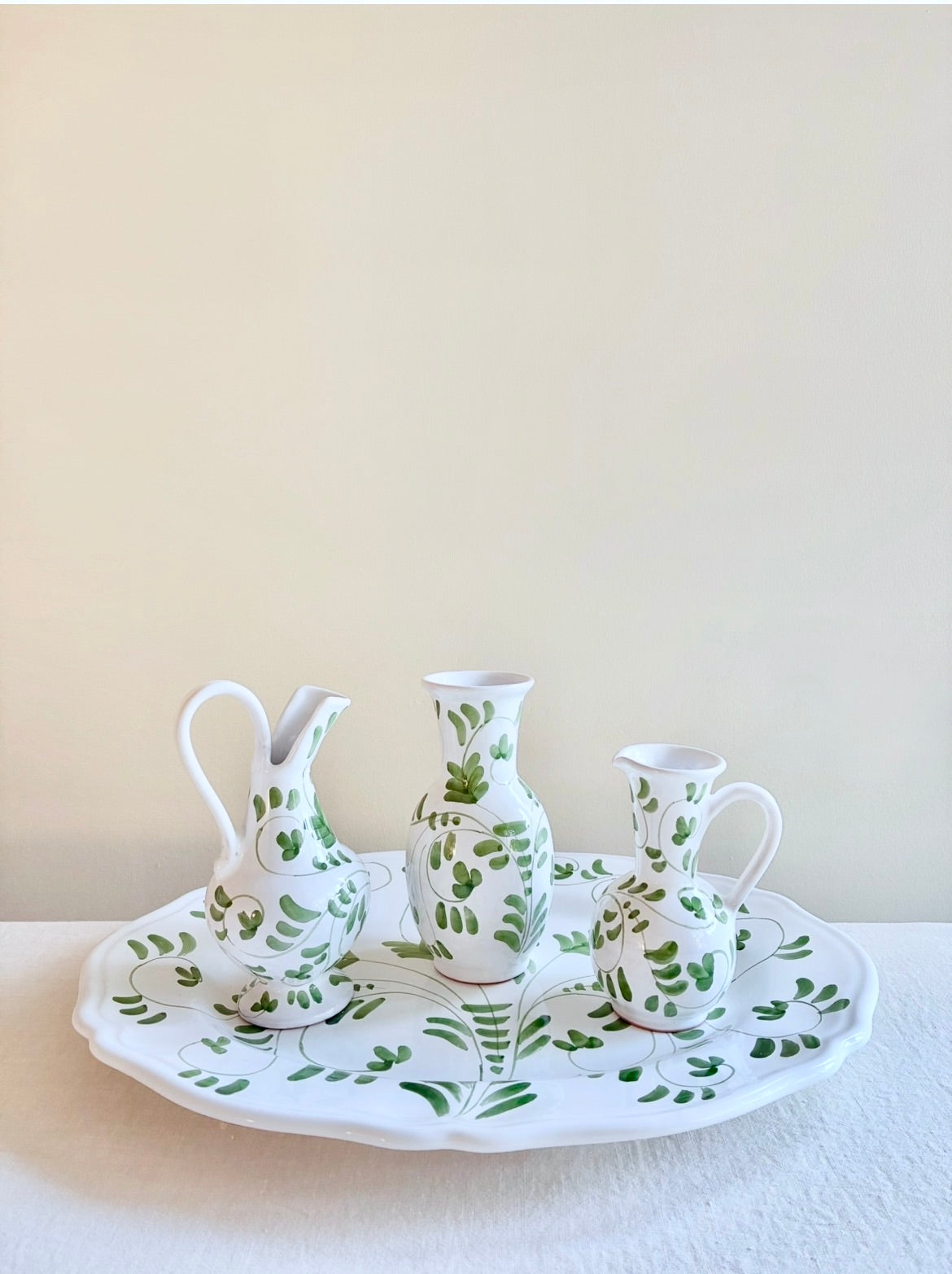 Fresco Leonora Vase - White & Emerald