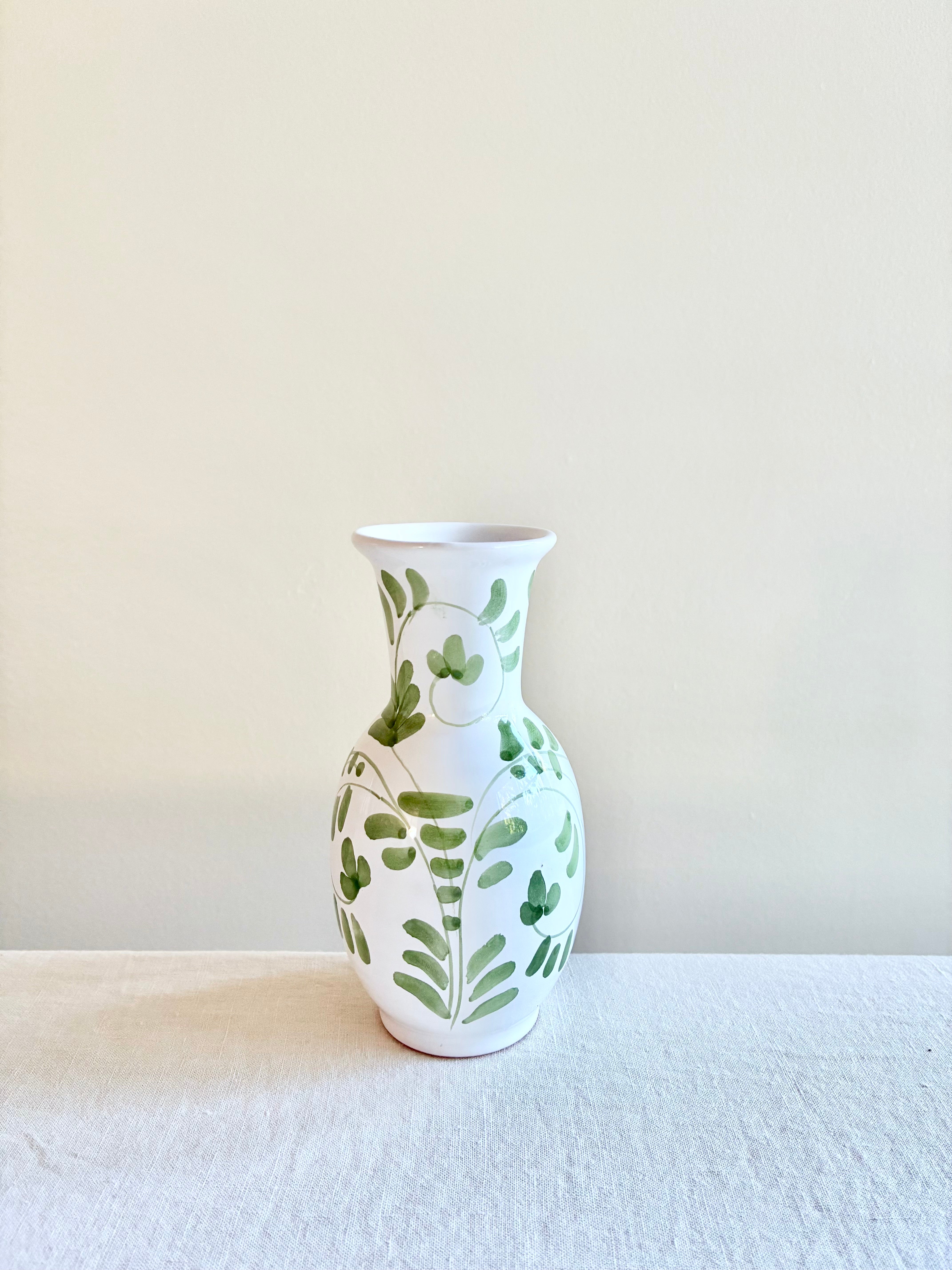 Fresco Elia Vase - White & Emerald