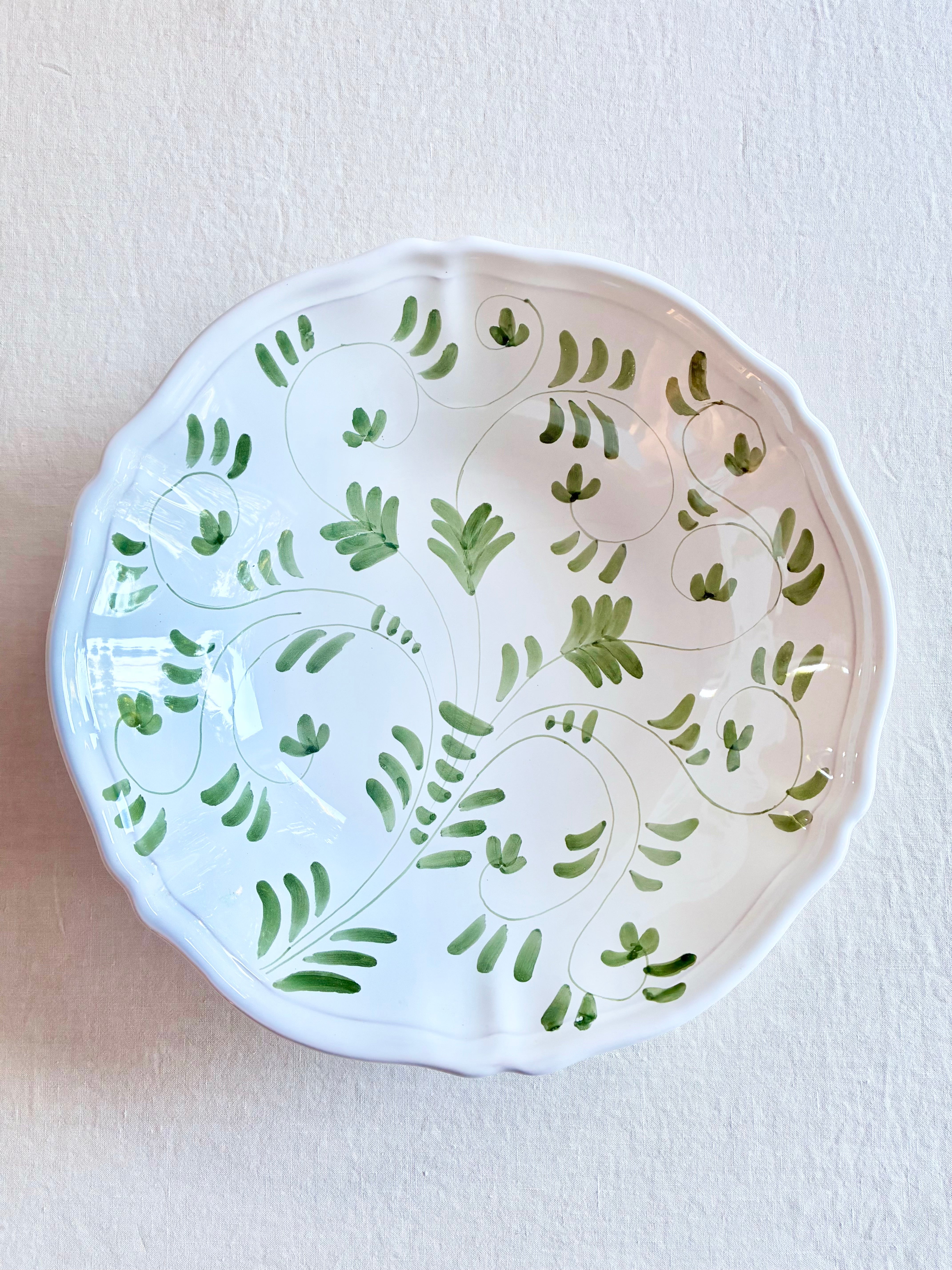 Fresco Serving Bowls S/M/L - White & Emerald