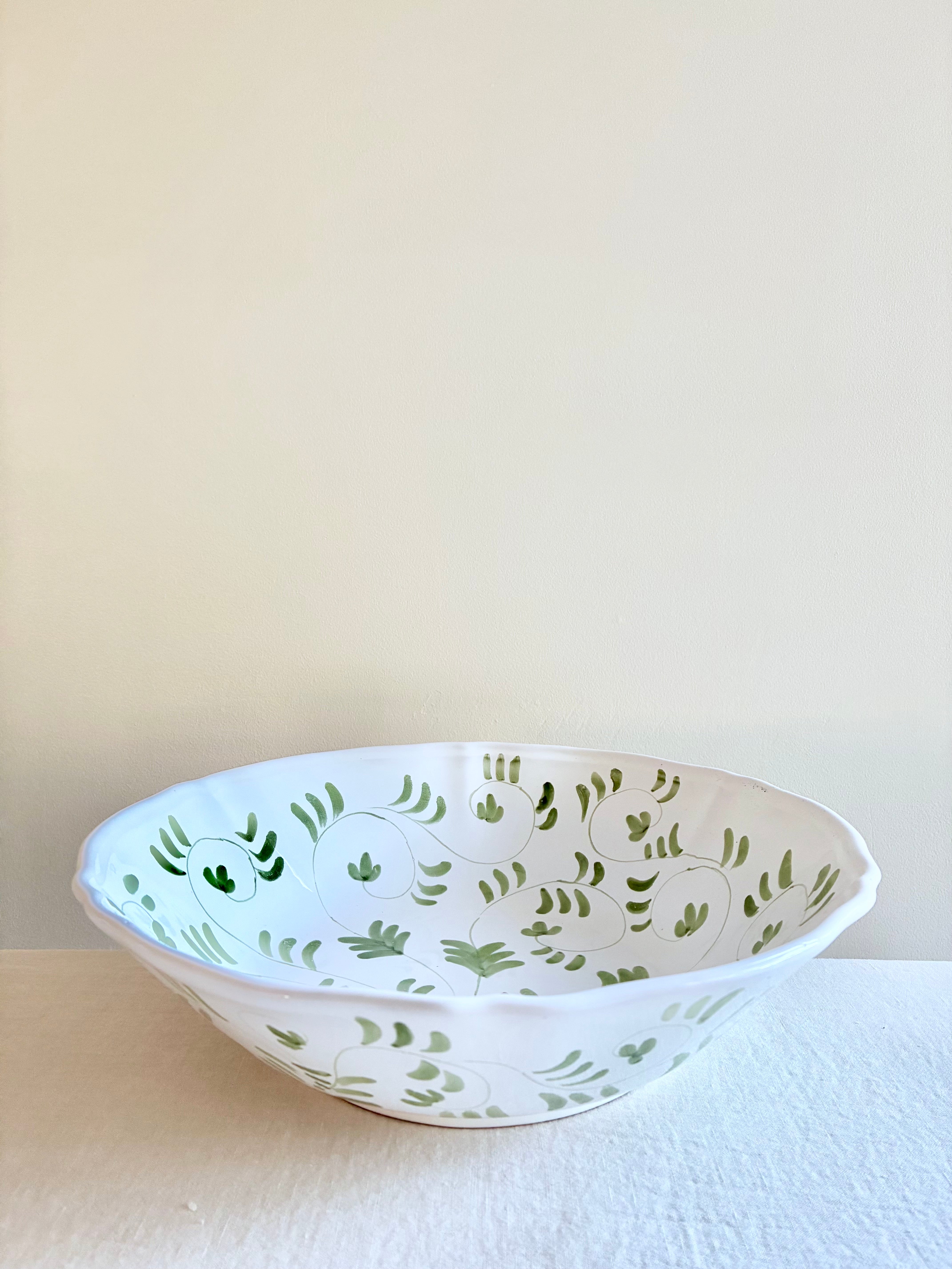 Fresco Serving Bowls S/M/L - White & Emerald