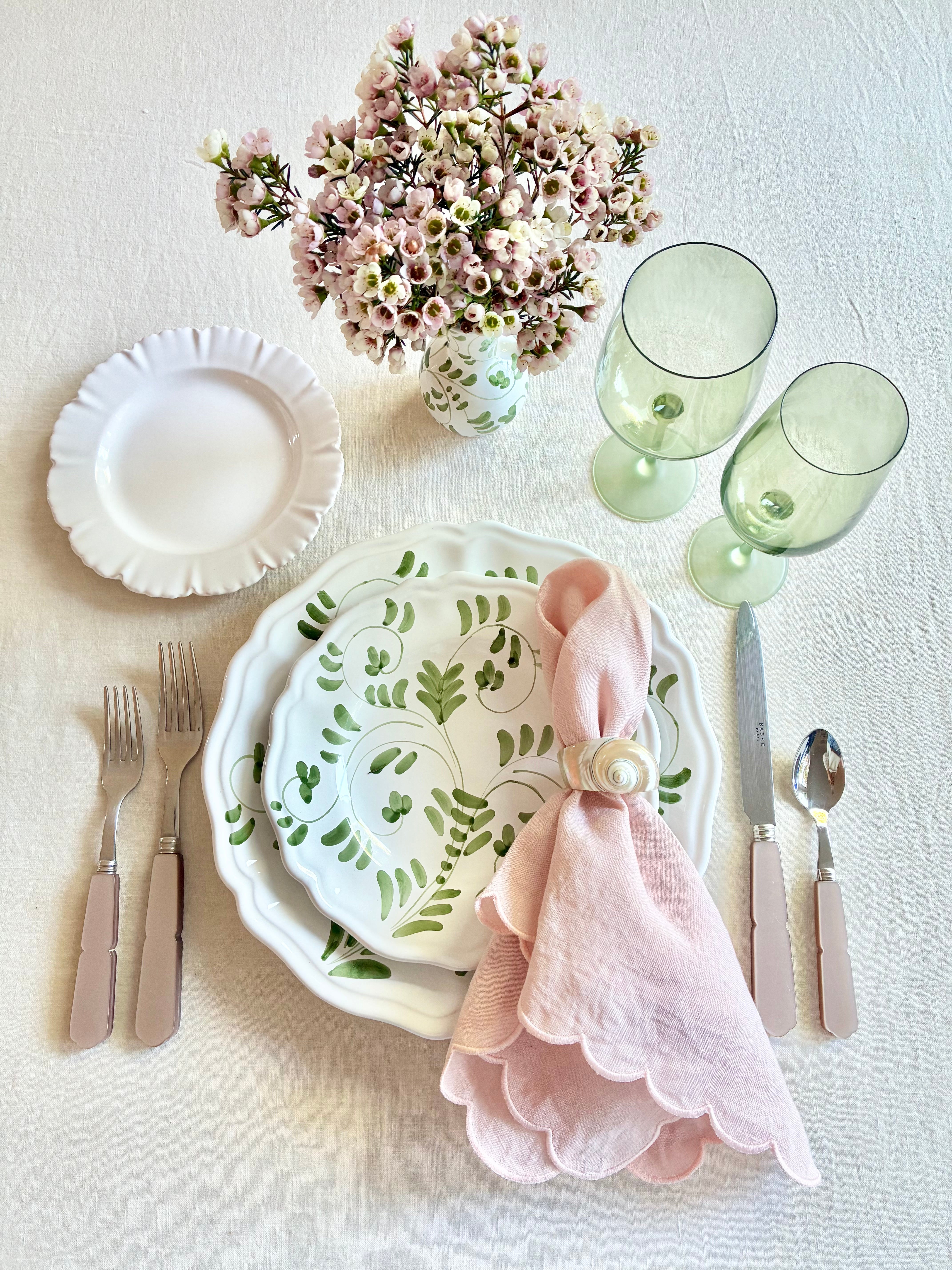 Fresco Dinnerware - White & Emerald