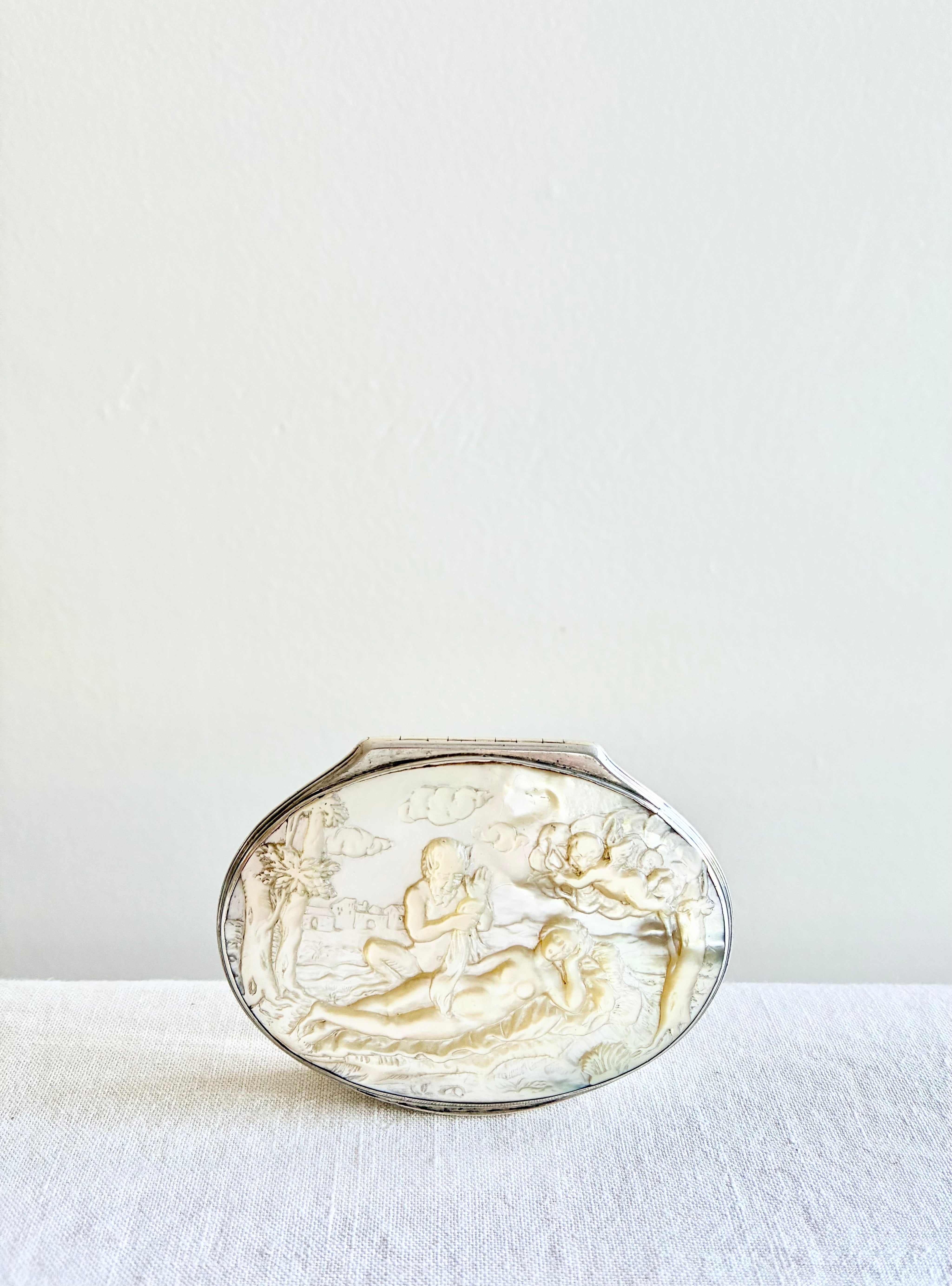 Historic Engraved Mother Of Pearl Box