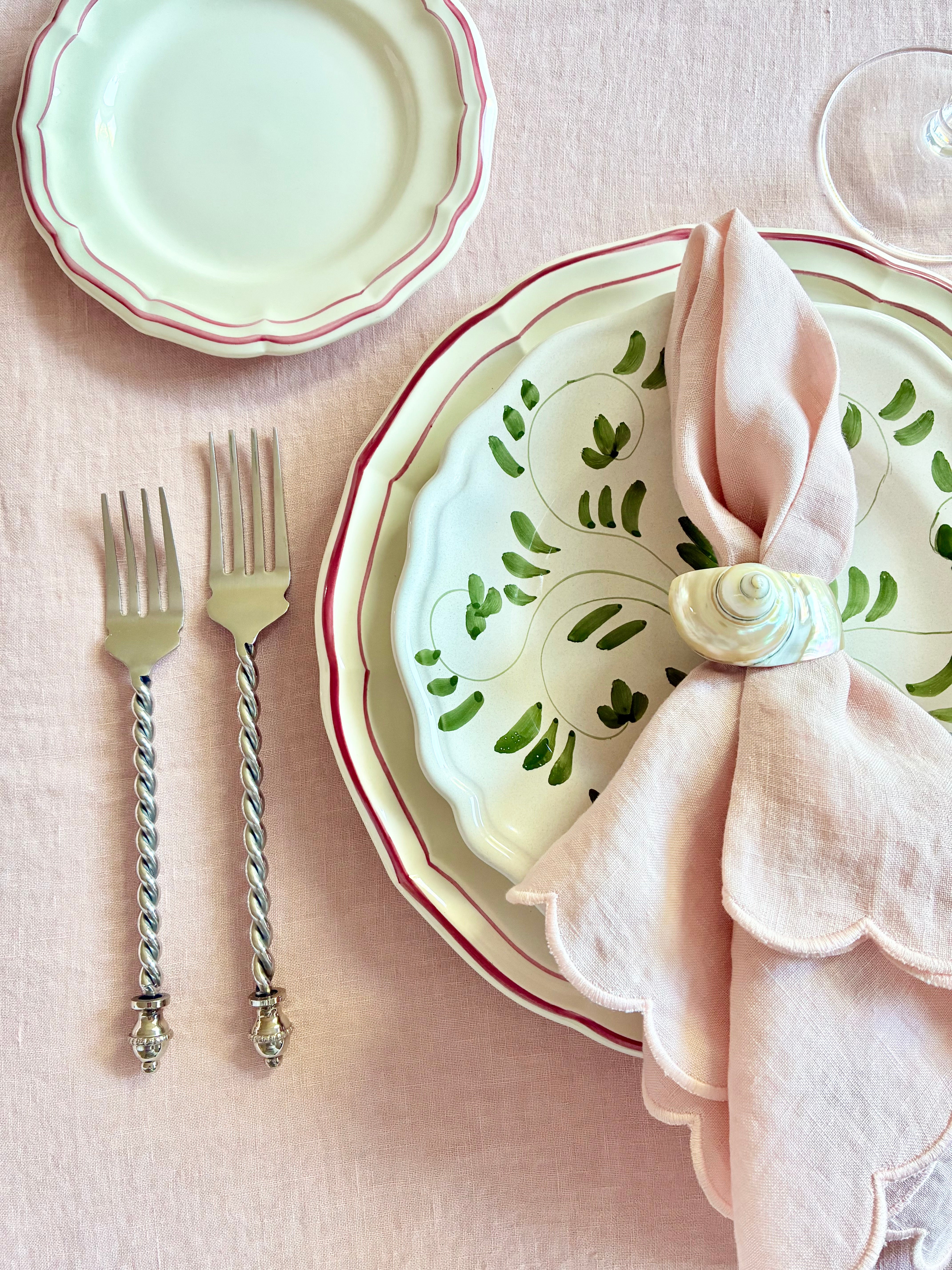 Scalloped Peony Napkins - S/4