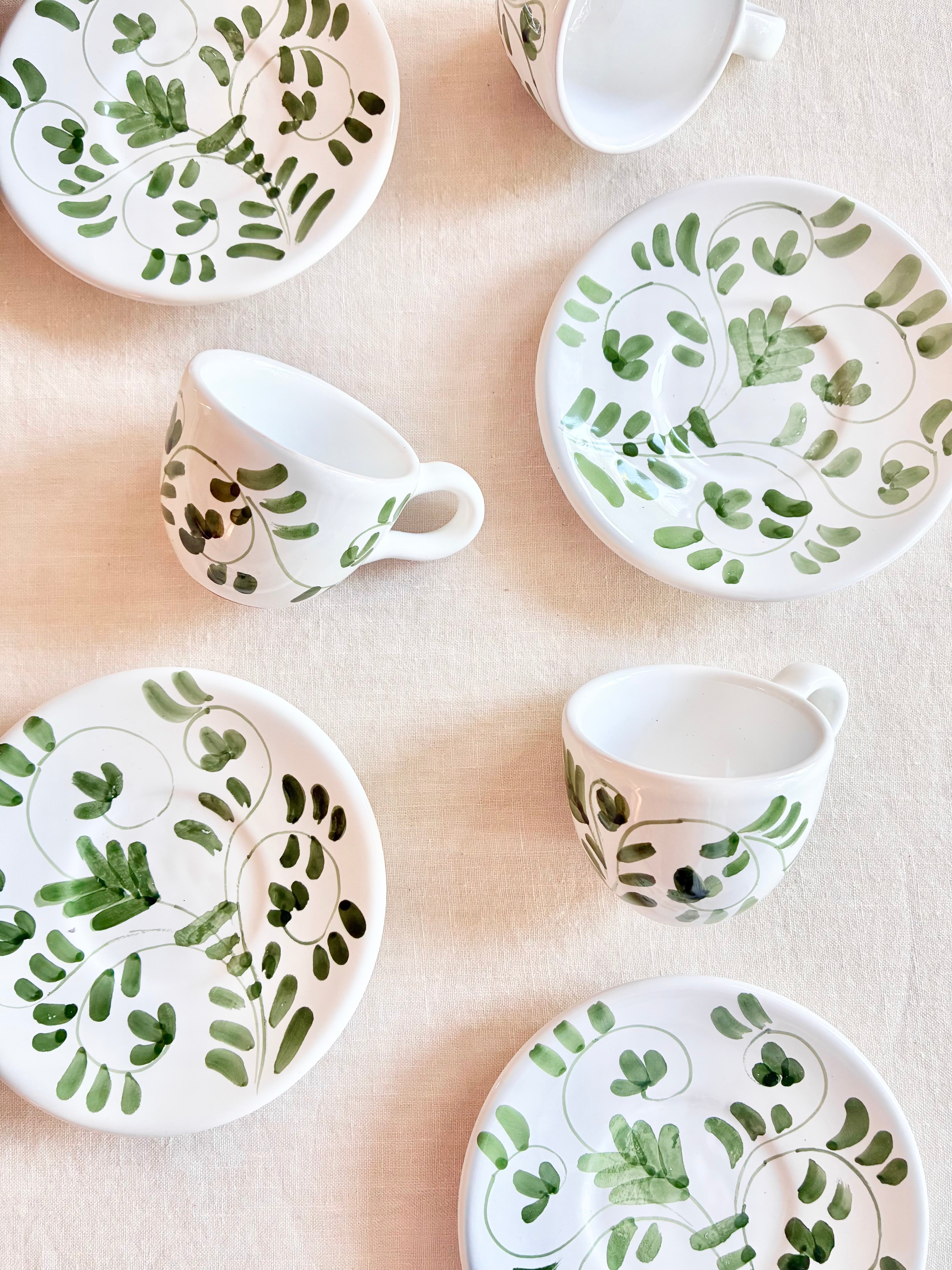 Fresco Espresso Set - White & Emerald - S/2
