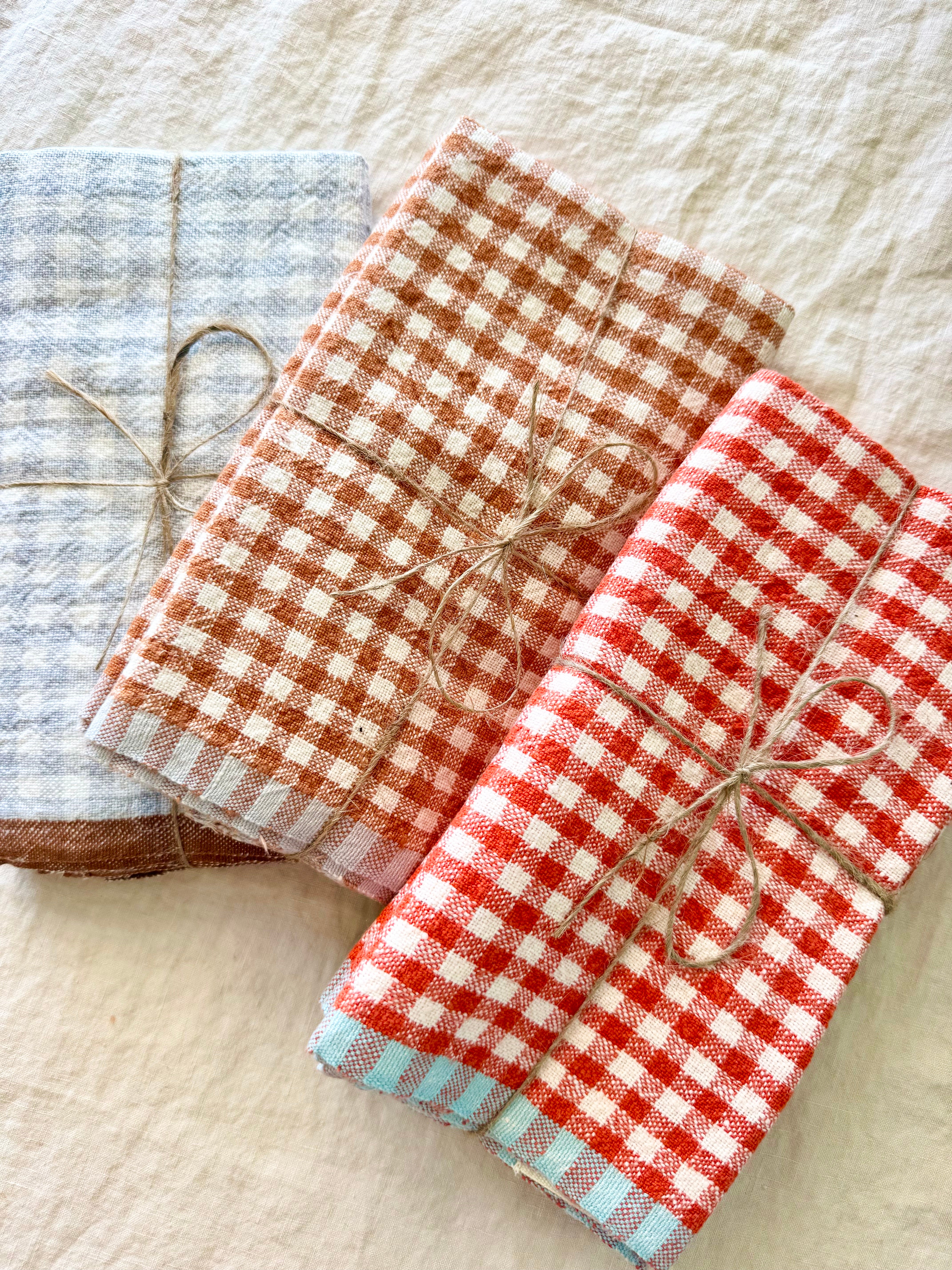 Bonnieux Gingham Kitchen Towels - Blue - S/2