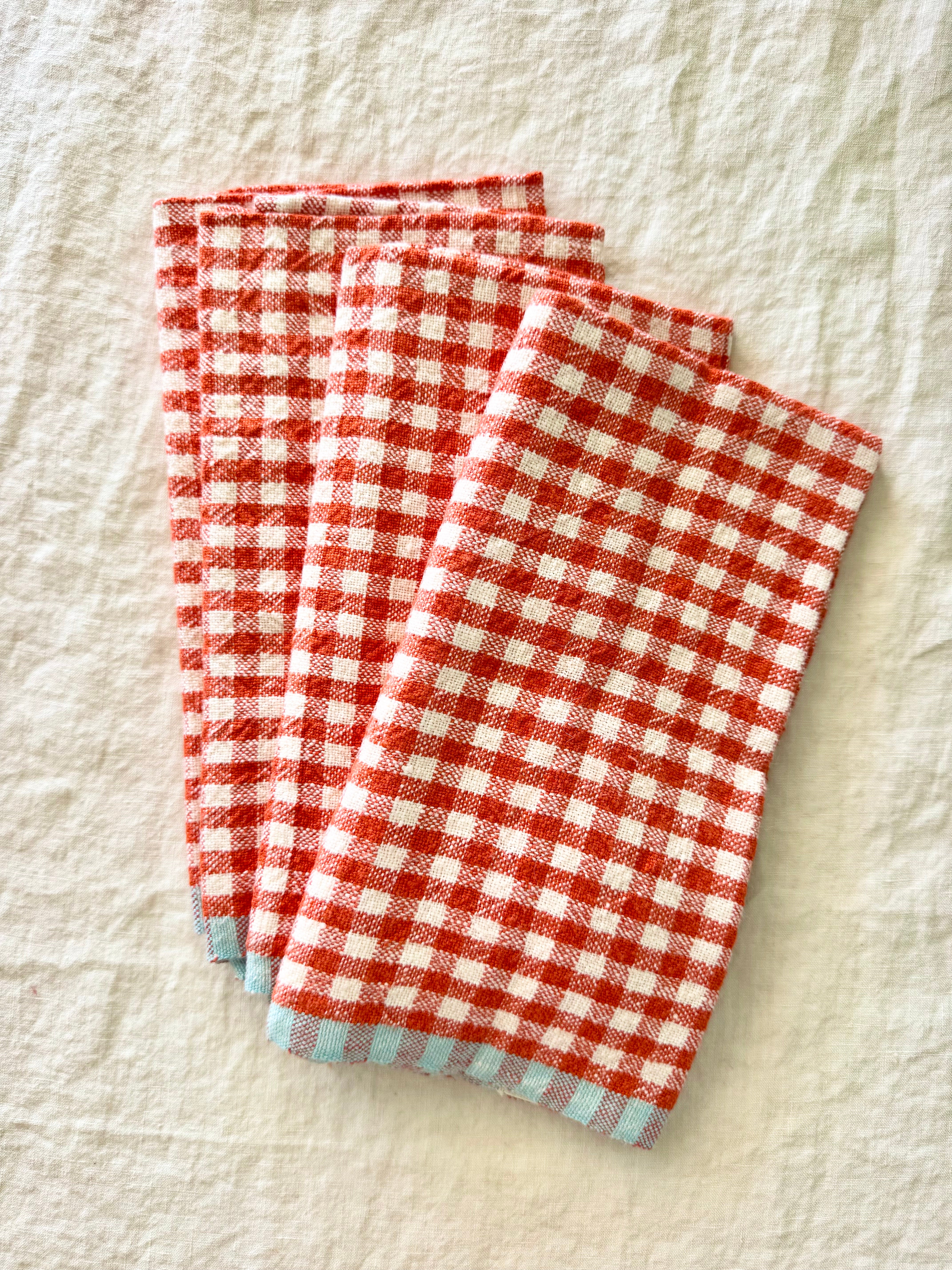 Bonnieux Gingham Napkins- brick - S/4