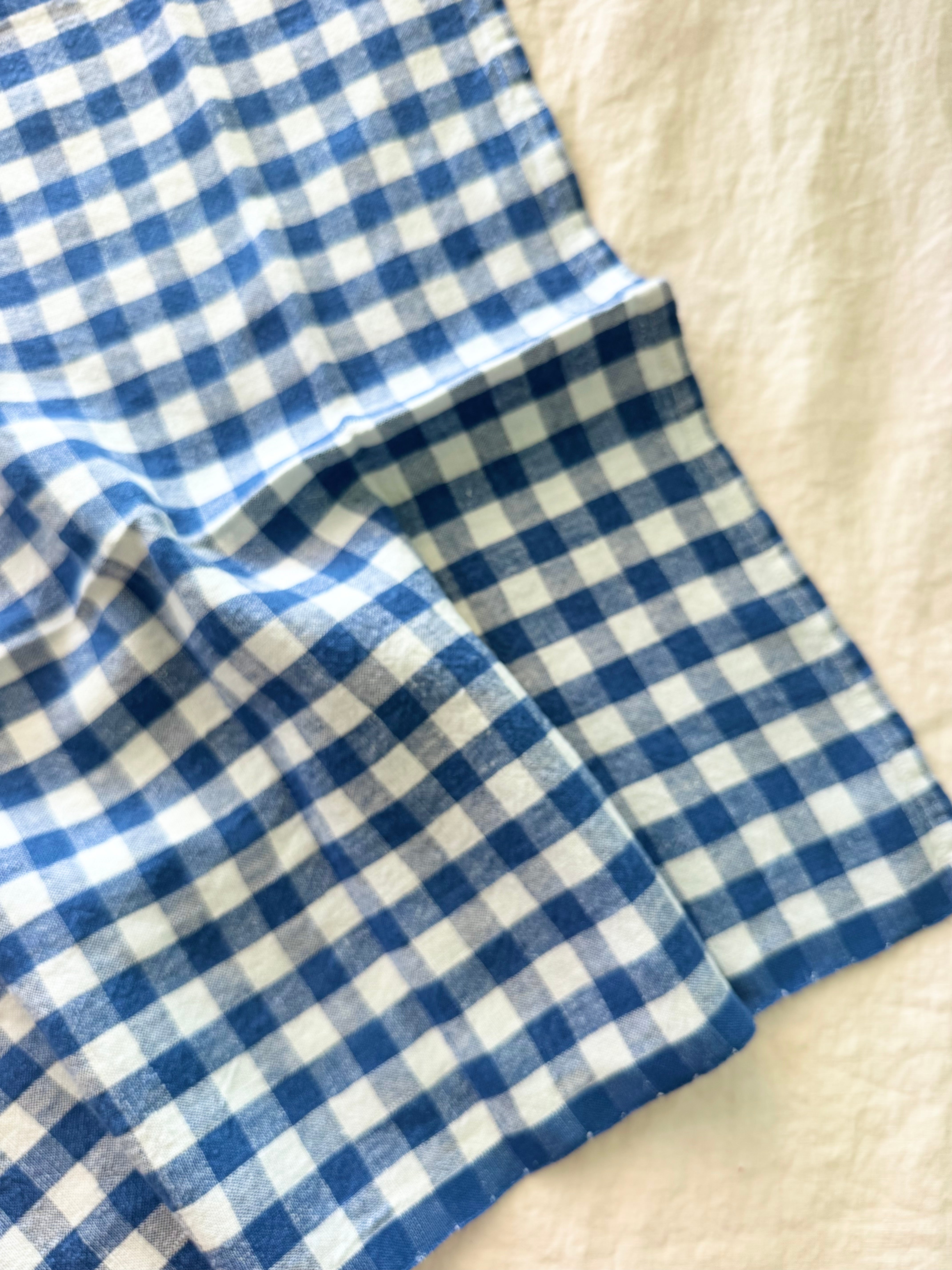 Gingham Belgian Linen Napkin - Blueberry - S/4