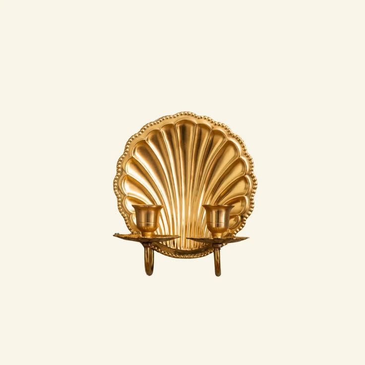 Scallop Shell Sconce Double - Brass