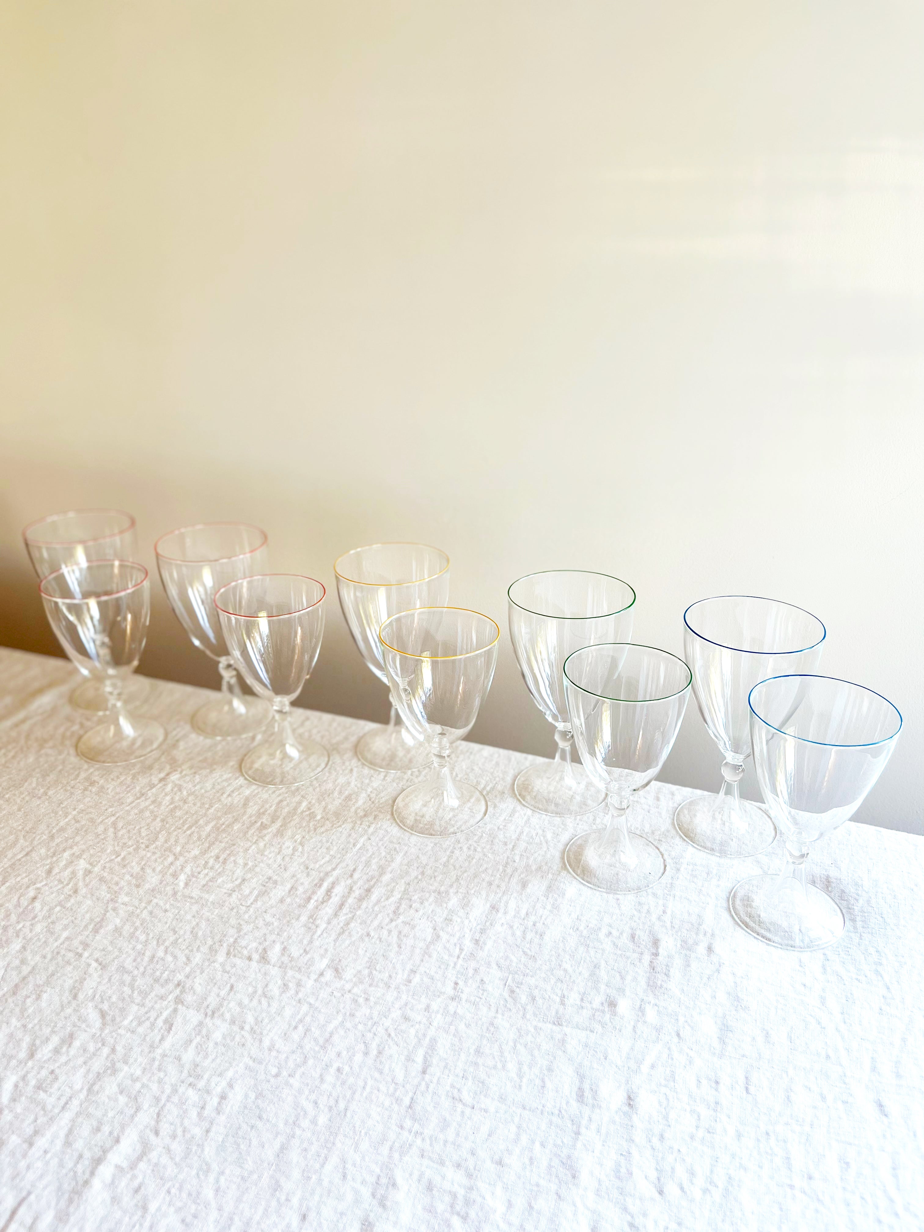 Rita White Wine Glass - Blue Rim - S/6