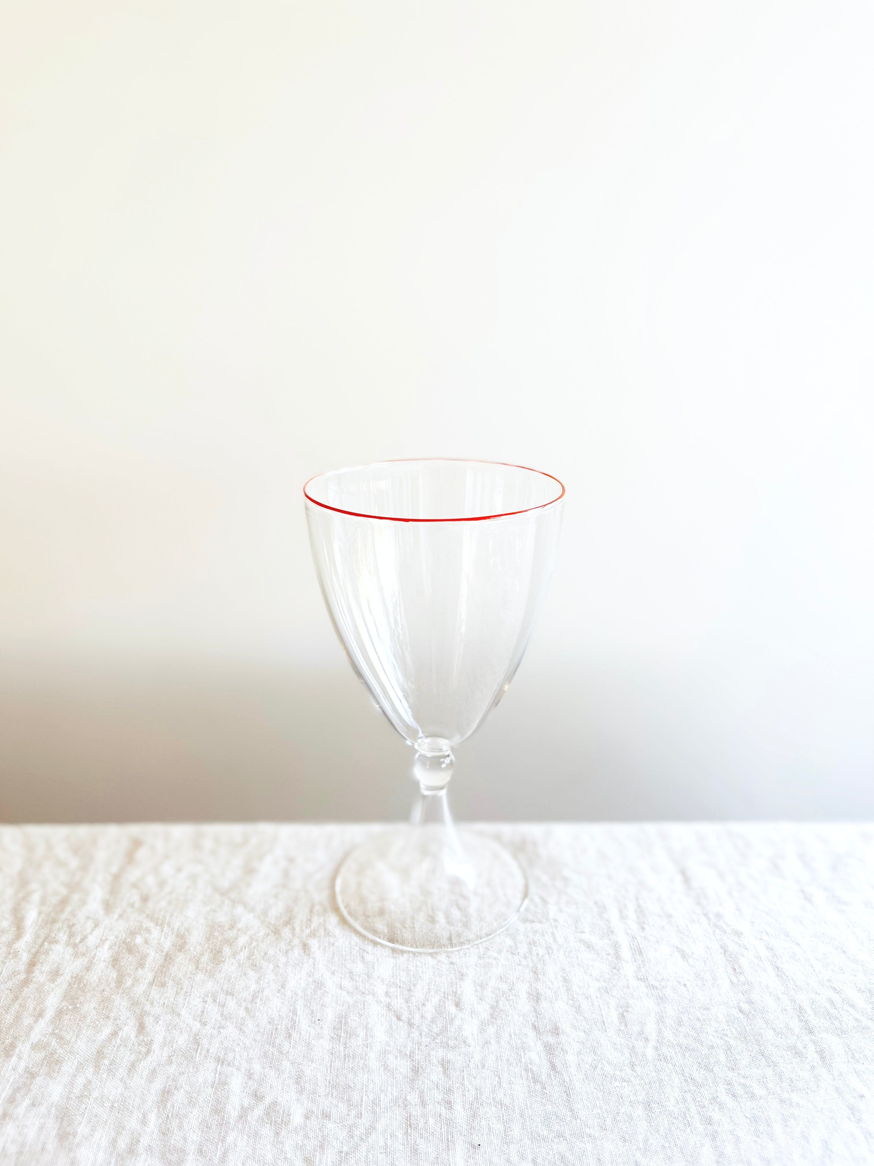 Rita White Wine Glass - Red Rim - S/6