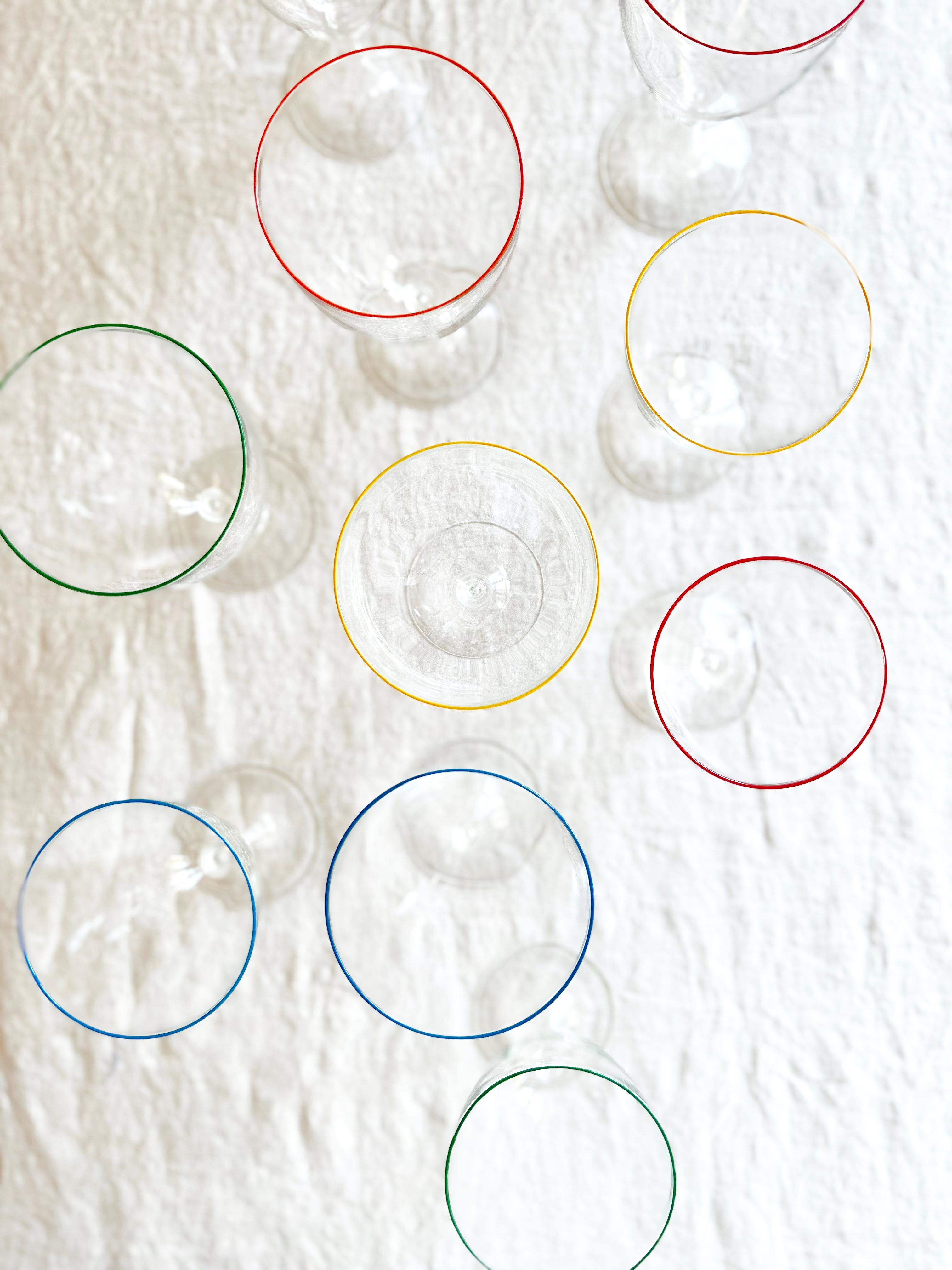Rita Red Wine Glass - Blue Rim - S/6