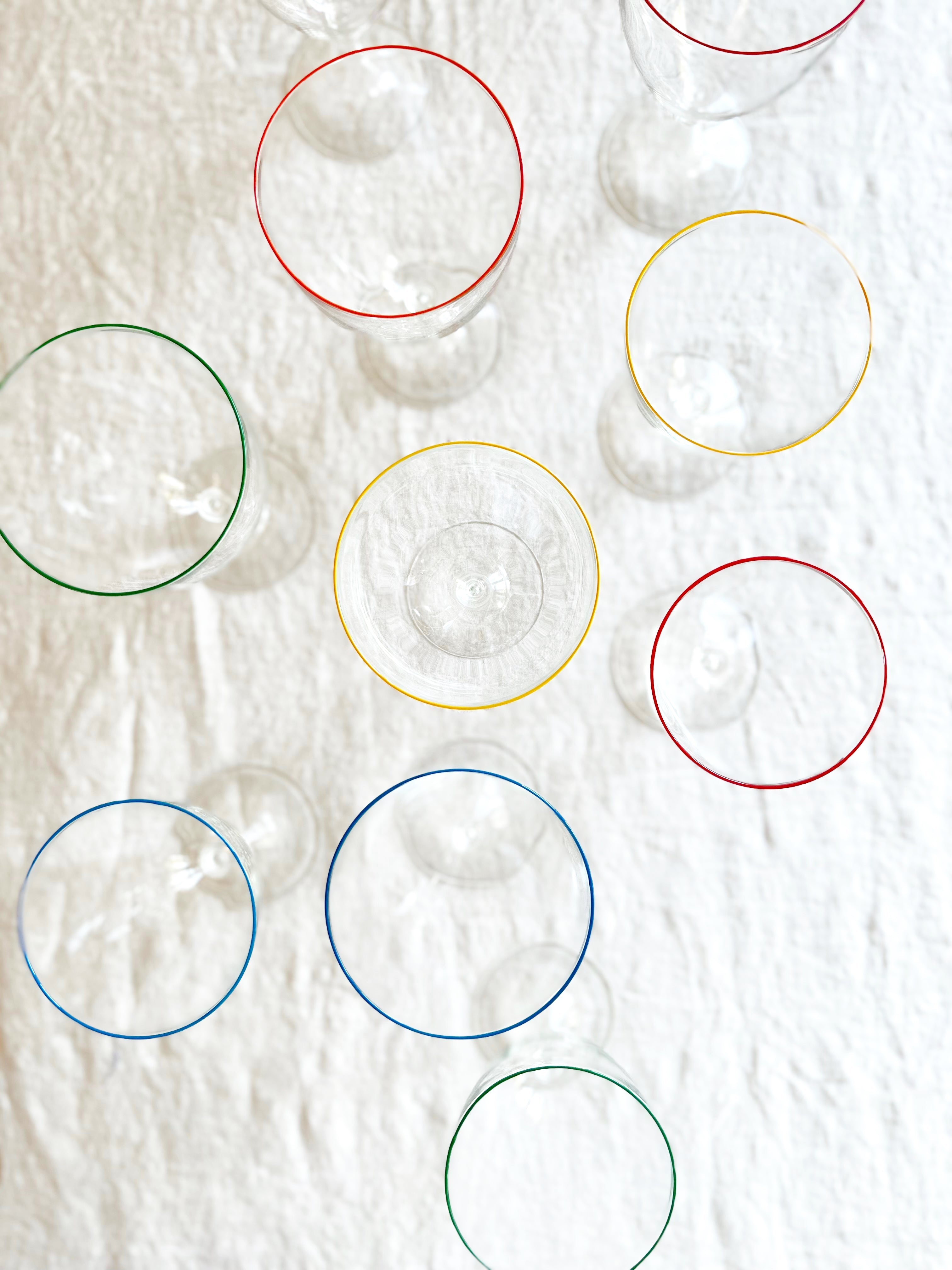 Rita White Wine Glass - Yellow Rim - S/6