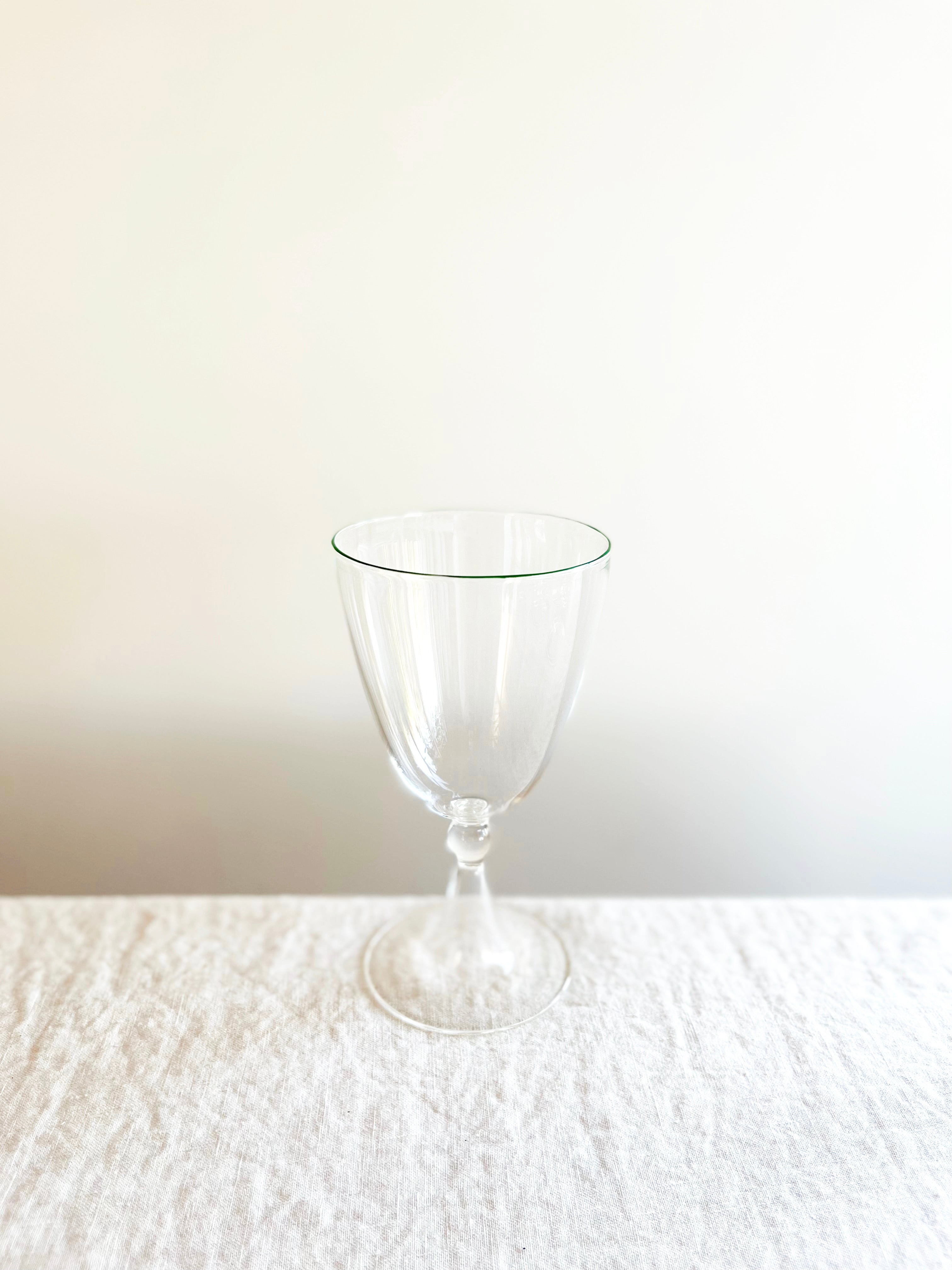 Rita White Wine Glass - Green Rim - S/6