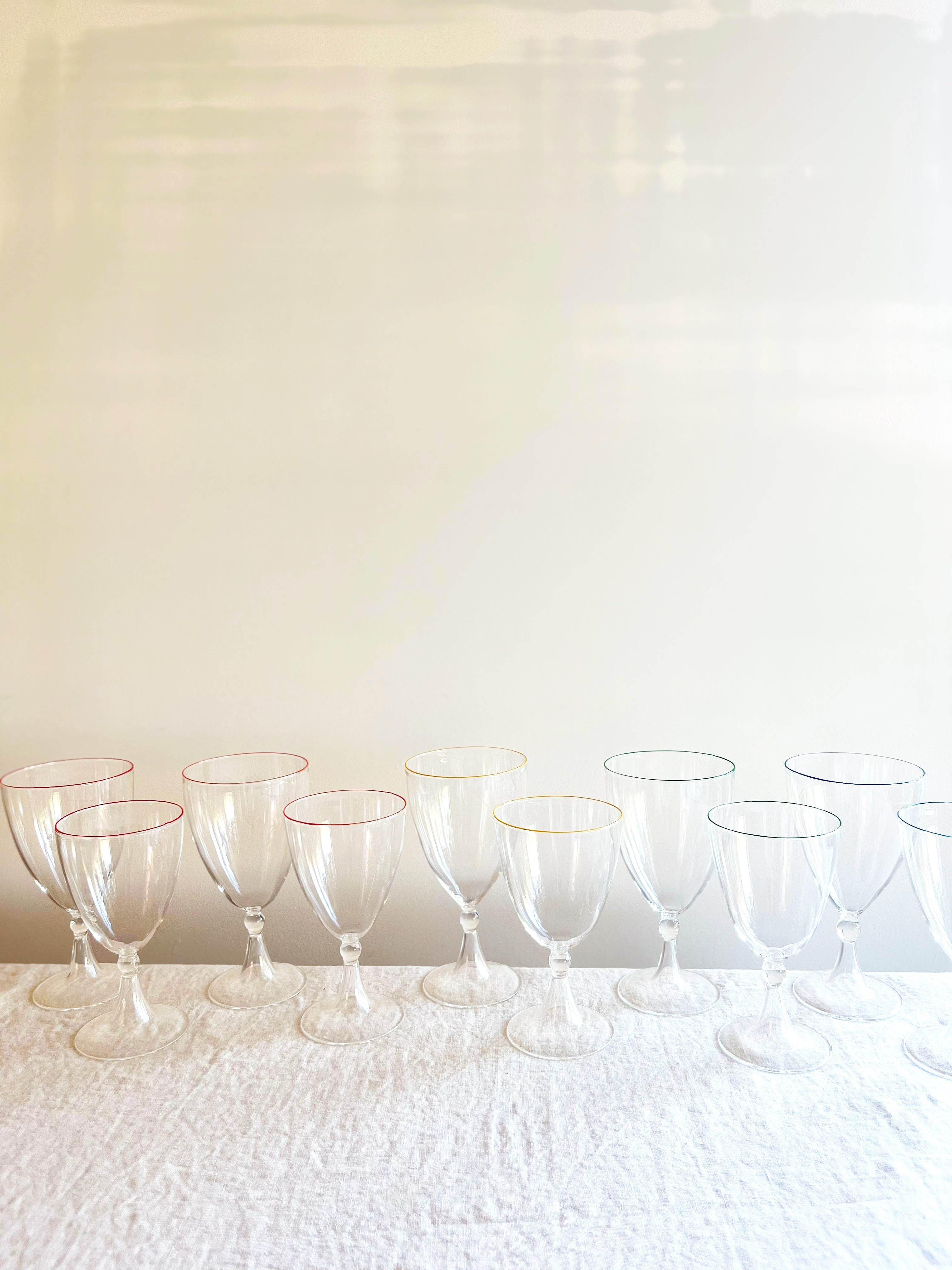 Rita Red Wine Glass - Blue Rim - S/6