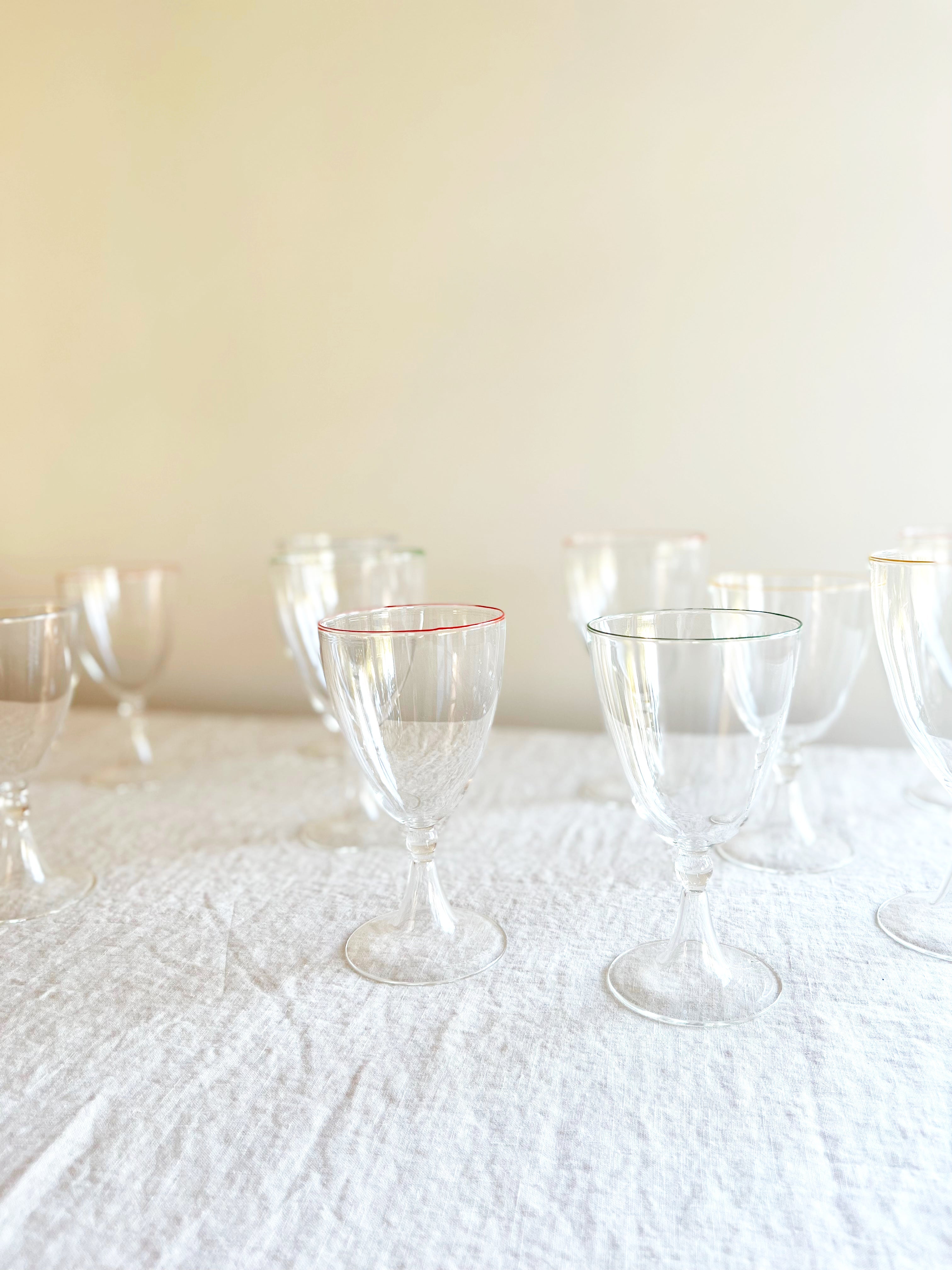 Rita Red Wine Glass - Blue Rim - S/6