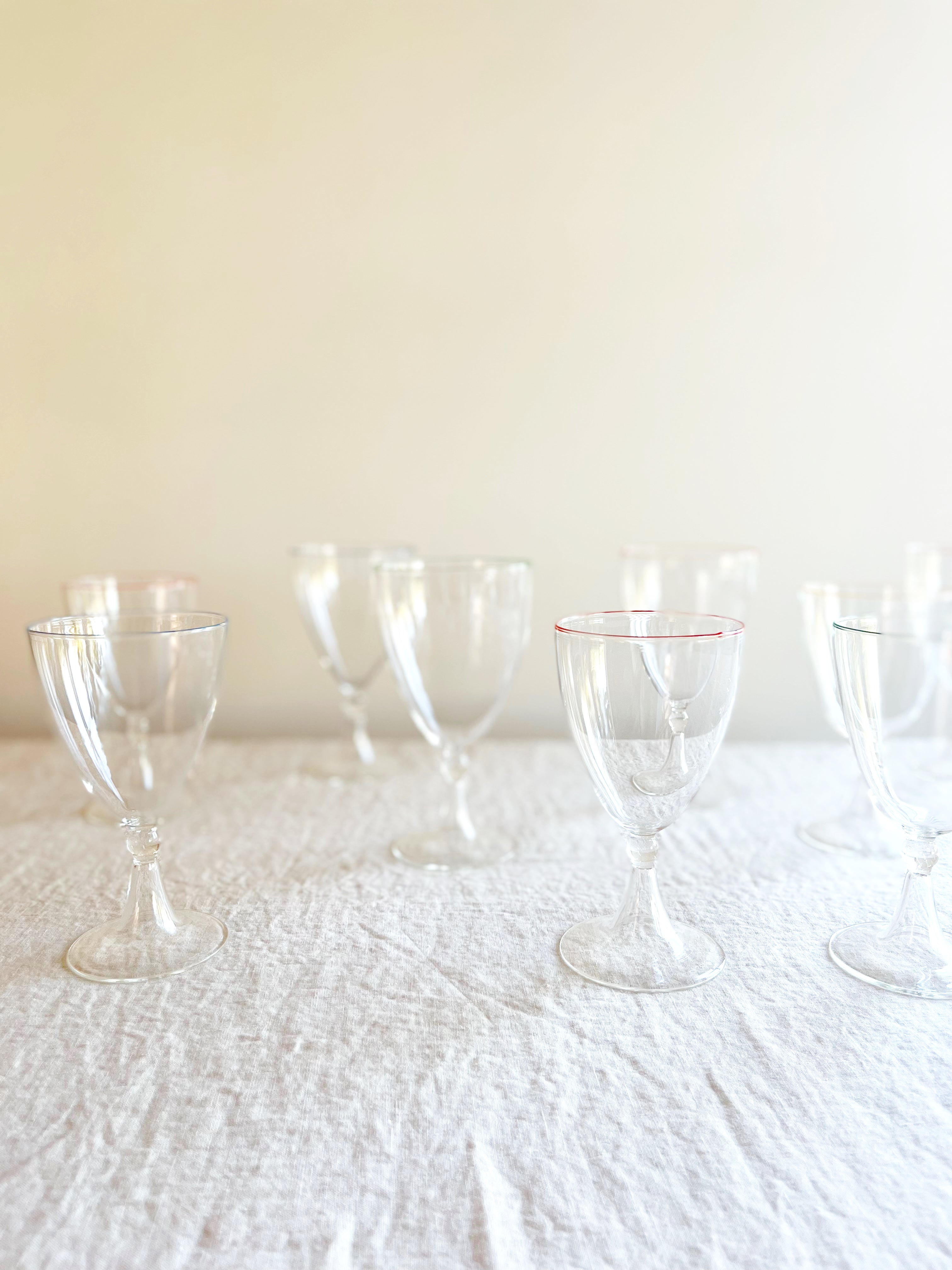 Rita White Wine Glass - Red Rim - S/6