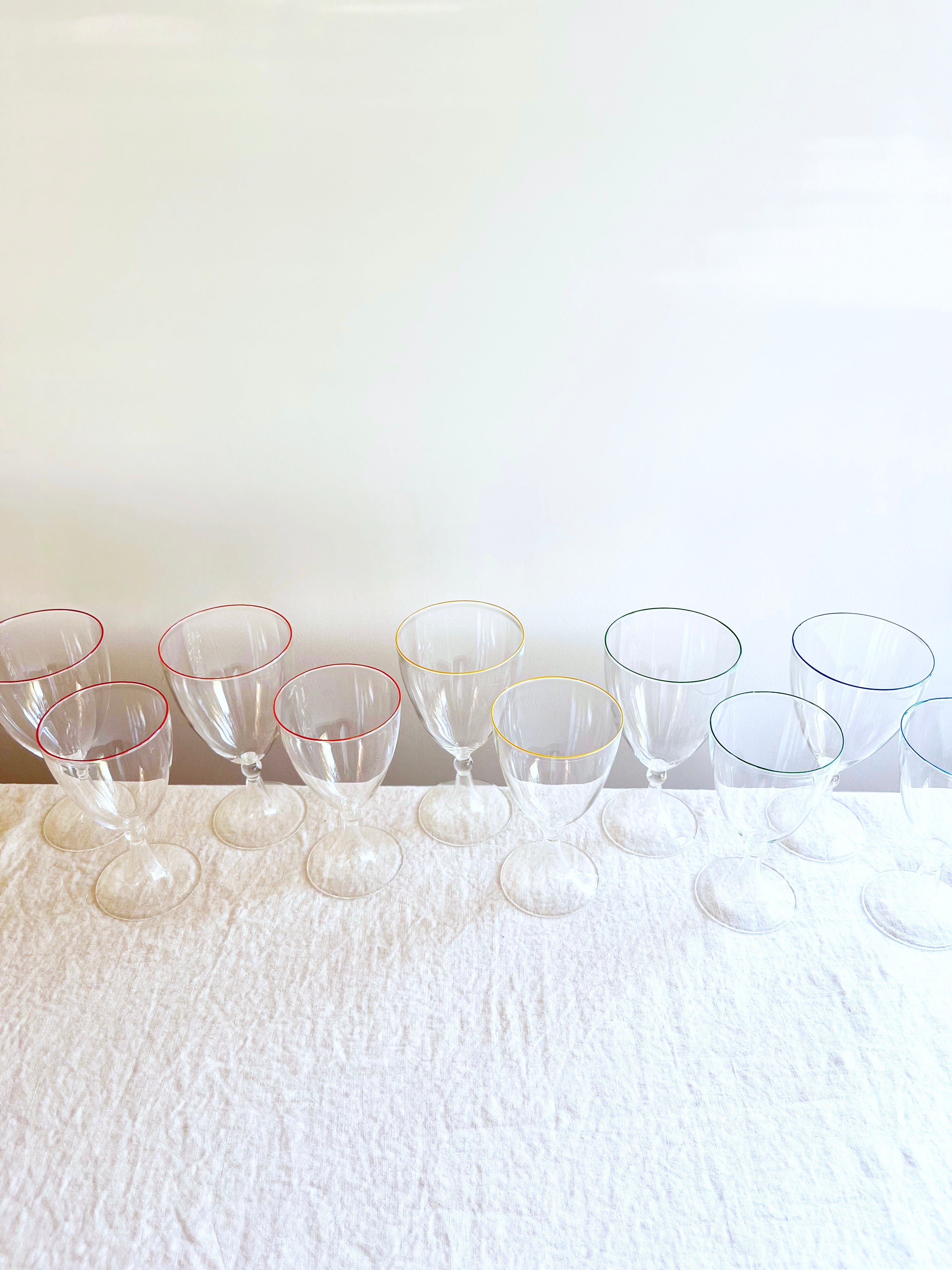 Rita Red Wine Glass - Blue Rim - S/6