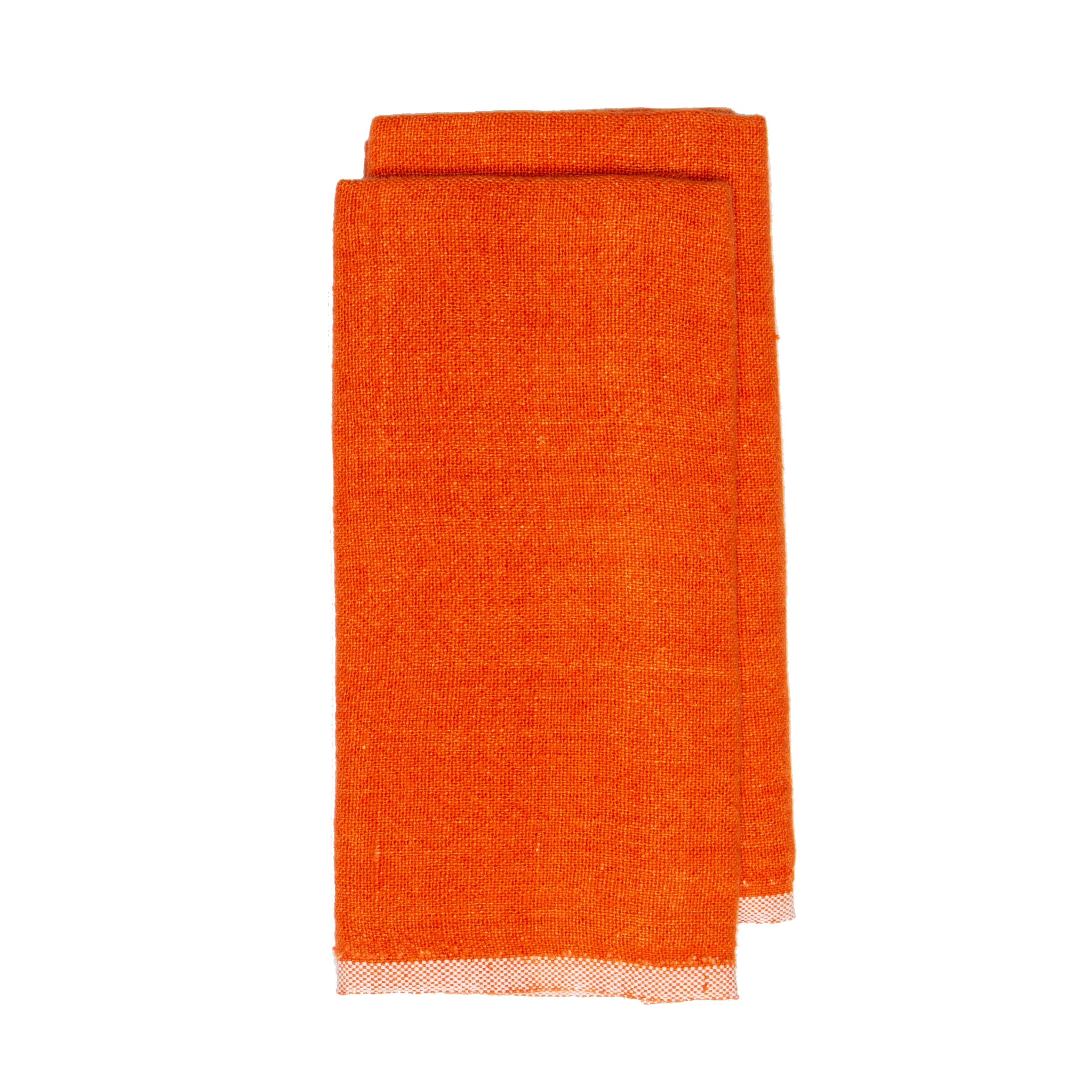 Chunky Linen Orange Towels 20x30 - Set of 2