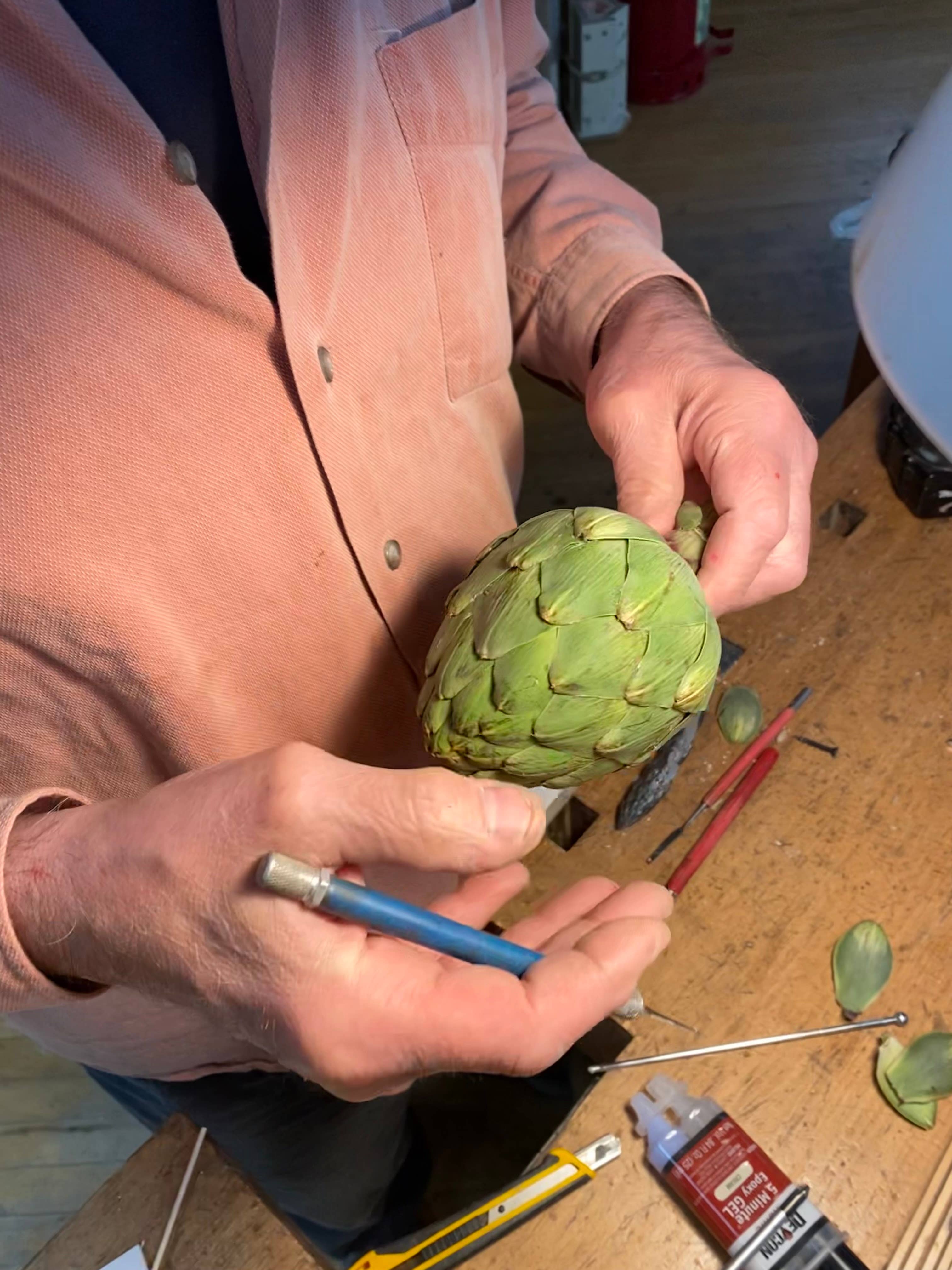 Artichoke Beeswax Candle - Green