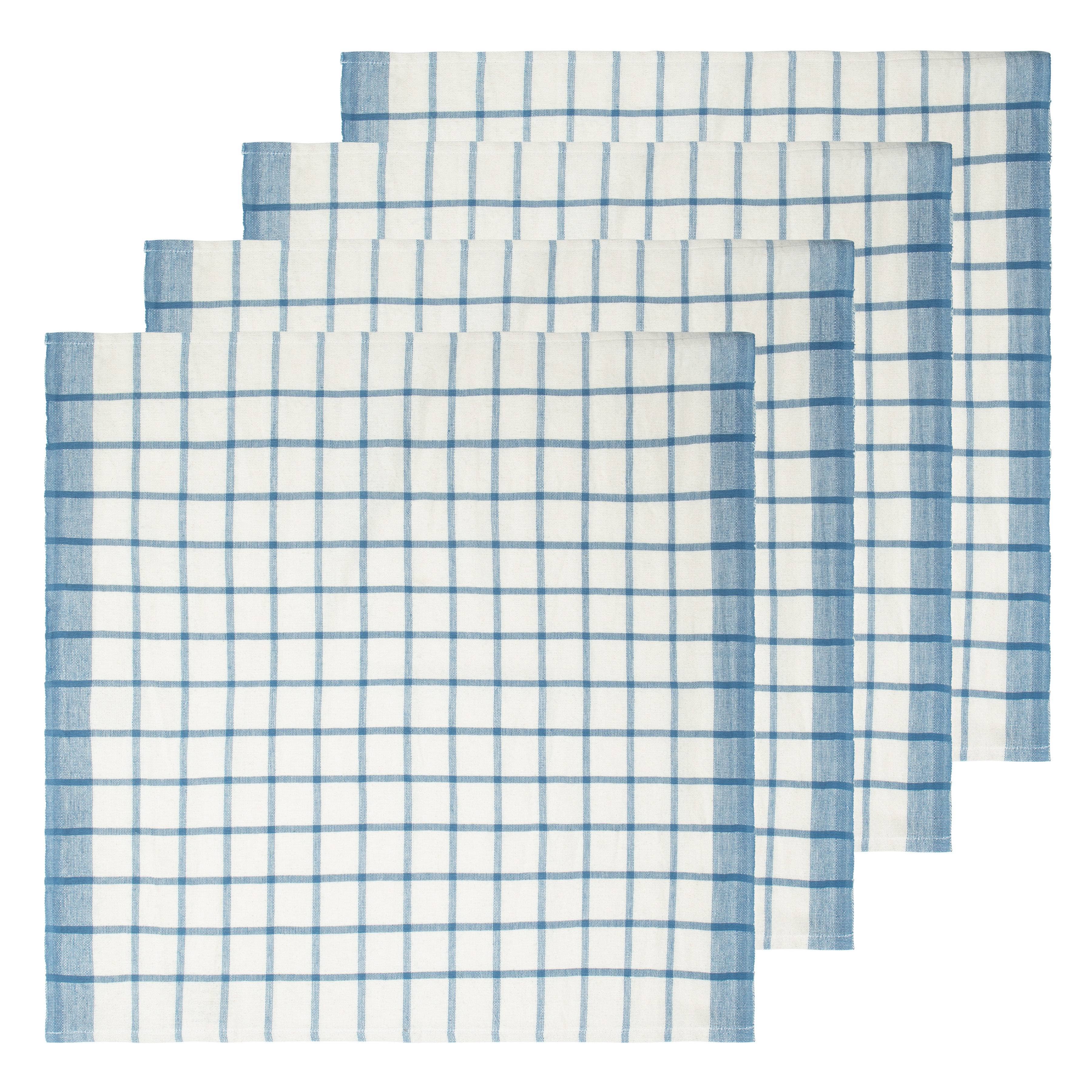 Blue Windowpane Napkins - S/4