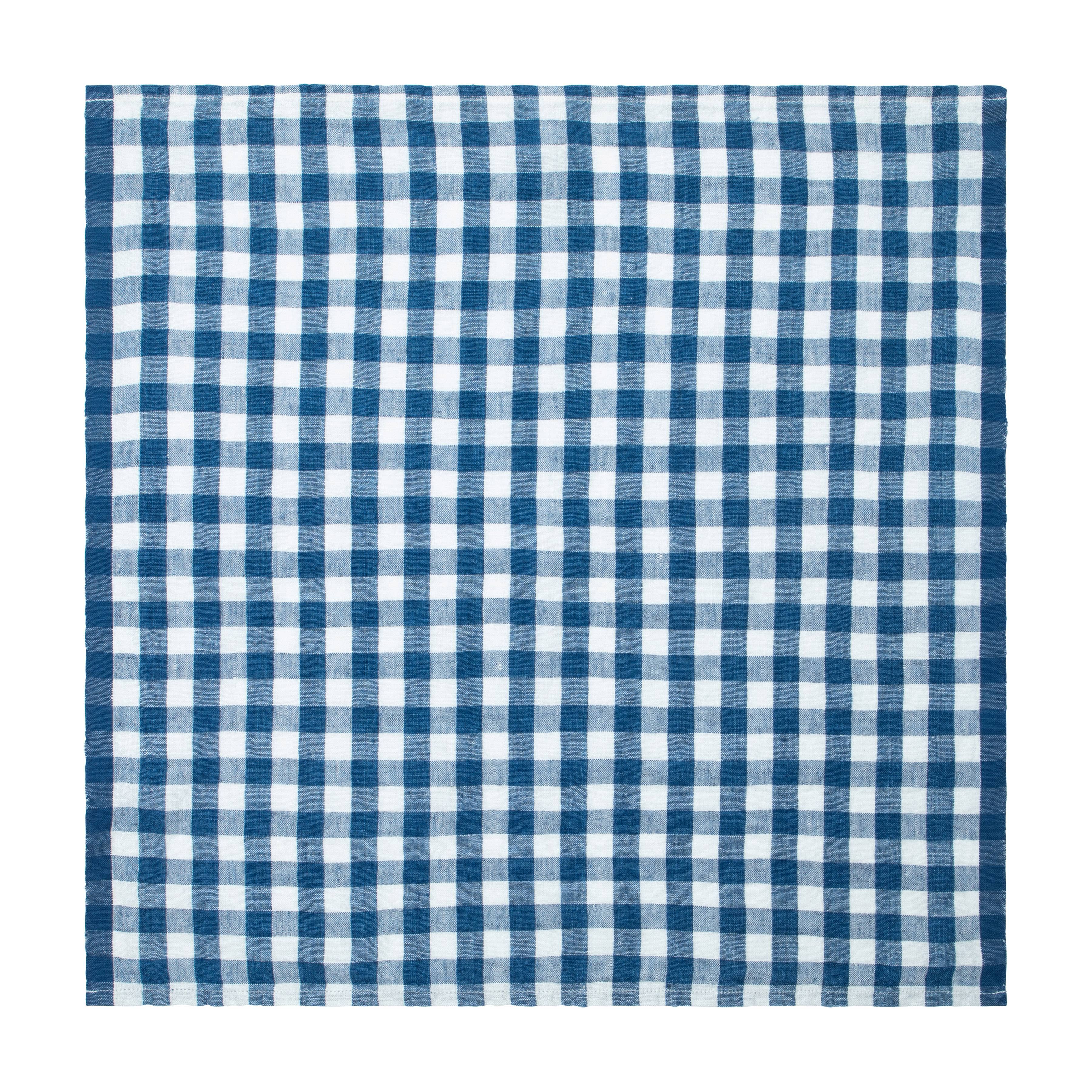 Gingham Belgian Linen Napkin - Blueberry - S/4
