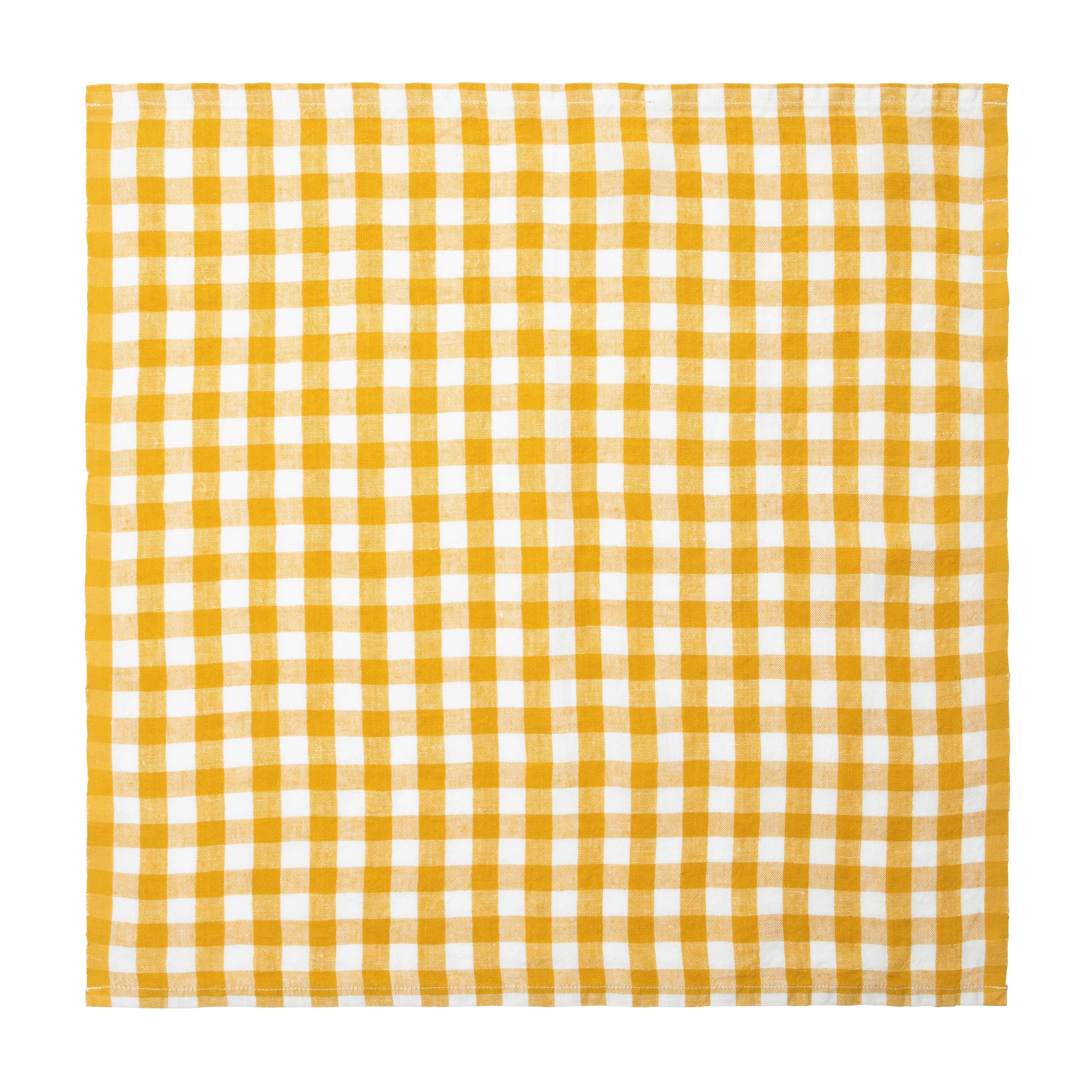 Gingham Belgian Linen Napkin - Mustard - Set of 4