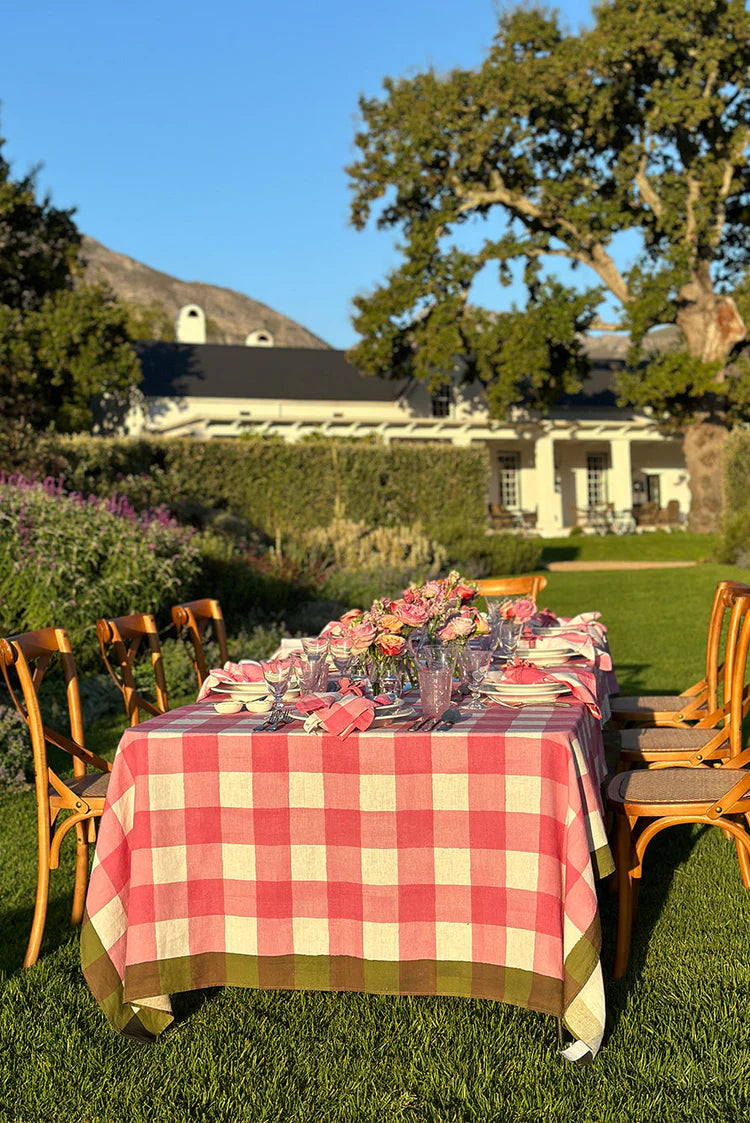 Gingham Tablecloth- Rose Pink & Pink - 3 sizes available