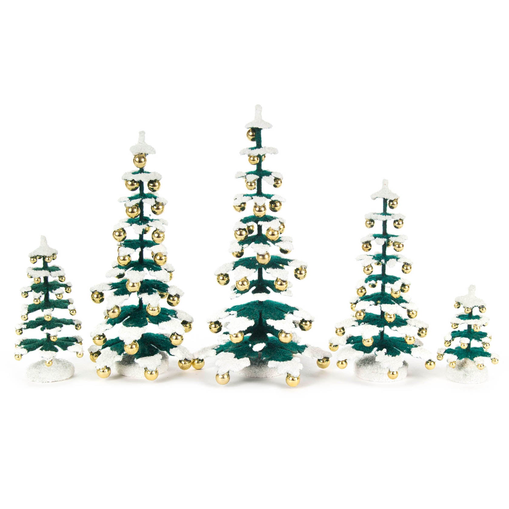 Christmas Trees with Golden Baubles S/5