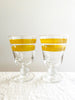 hand painted wine glass with two yellow stripes 5.5" in group of two
