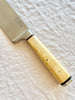 "chef knife with boxwood handle by pallares solsona 25cm handle detail view "