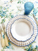 ruffle charger blue edge 11.8 inch stacked on table setting