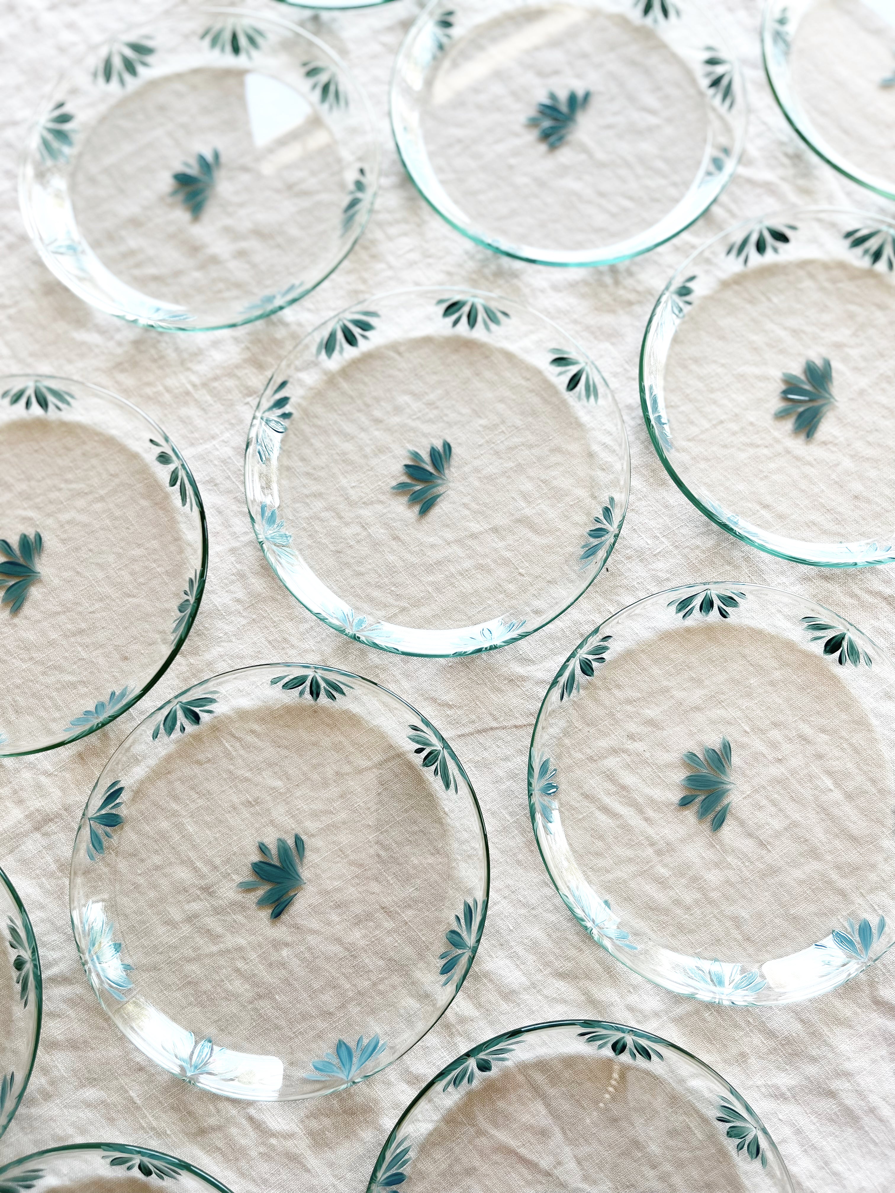 group of blue leaf bread plates jalisco