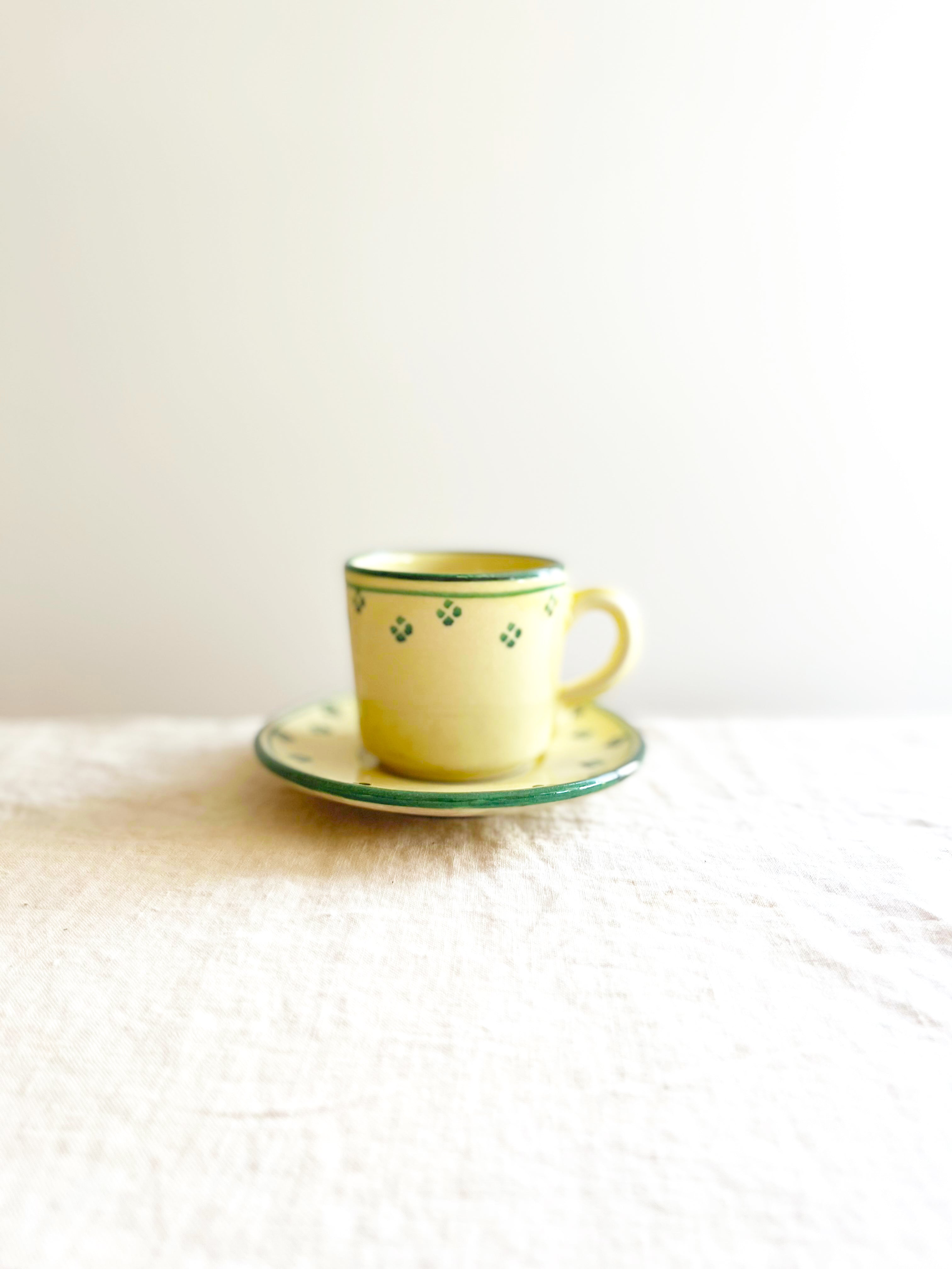 Rigo Stella Espresso Cup & Saucer yellow and green