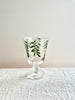 hand painted wine glasses with dark green leaf pattern single glass
