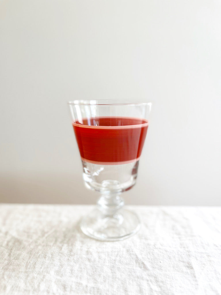 wine glass with red and pink stripe 5.5 inch