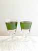 hand painted wine glass with green and red stripe two glasses