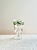 hand painted wine glasses with dark green leaf pattern horizontal leaf on rim