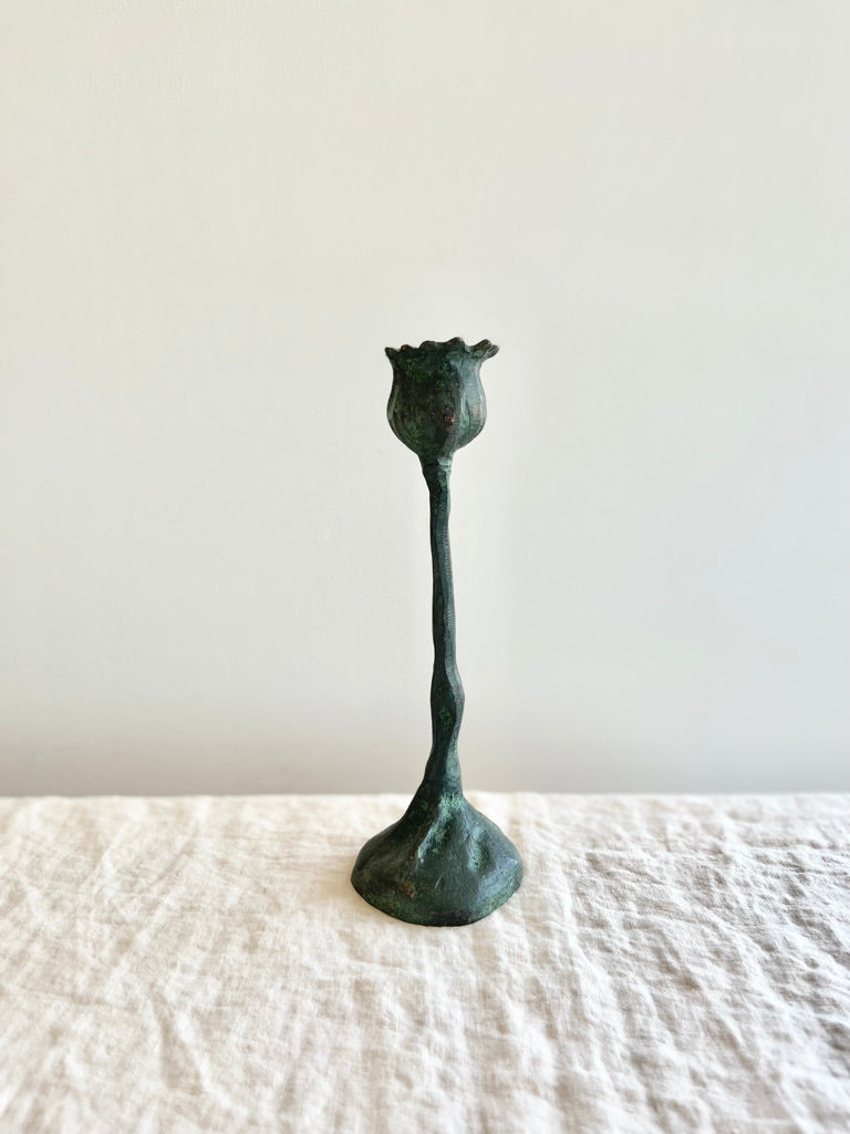 poppy pods taper candle holder 9 inch bronze material