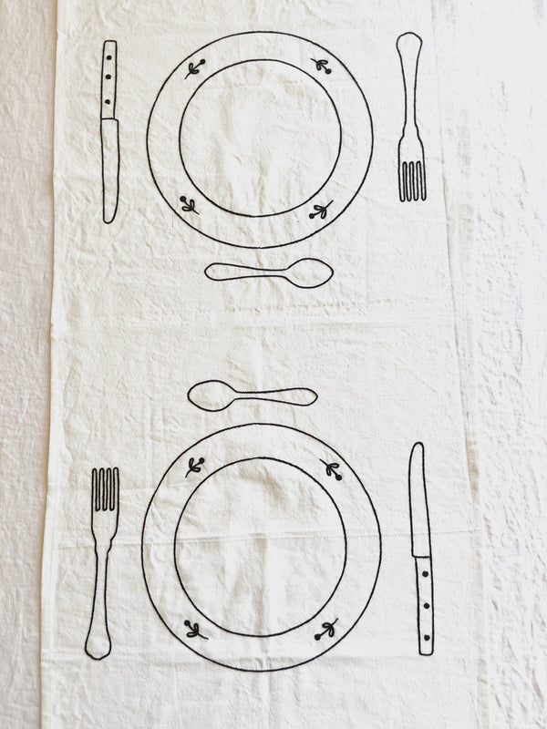 embroidered Linen placemat
