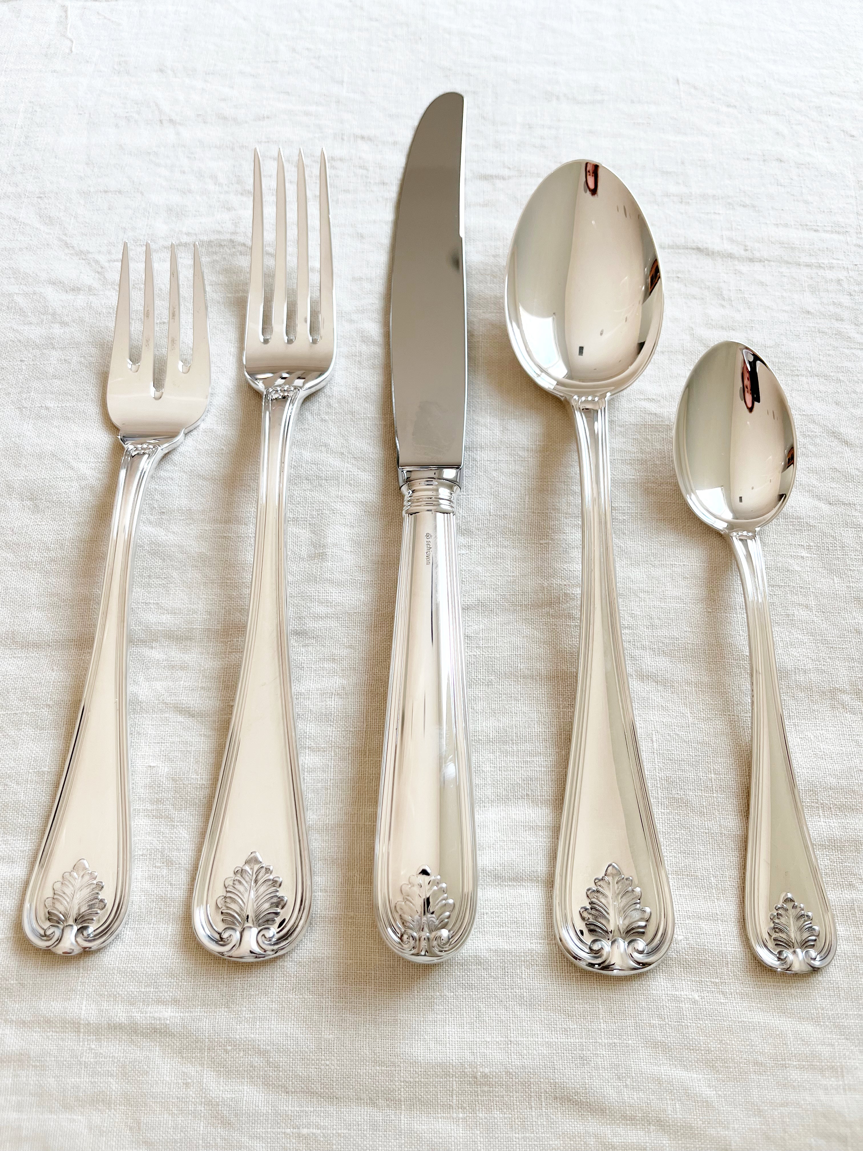 foglia flatware silver plated close up